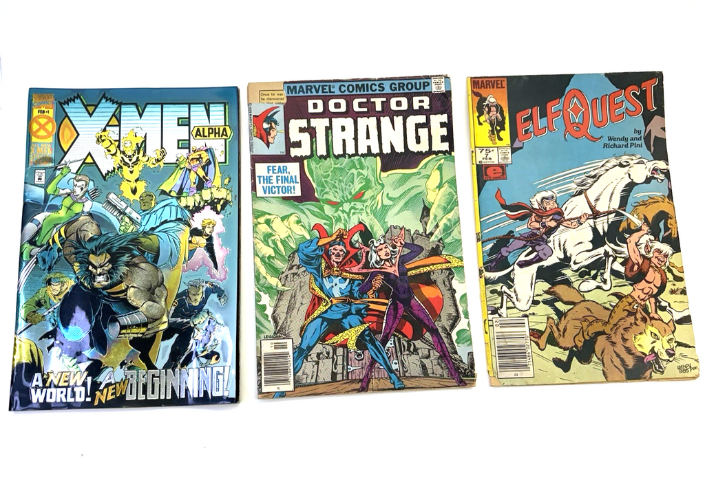 Lot of 3 Vintage Marvel Comic Books X-Men Alpha ,Doctor Strange, Elfquest Fair
