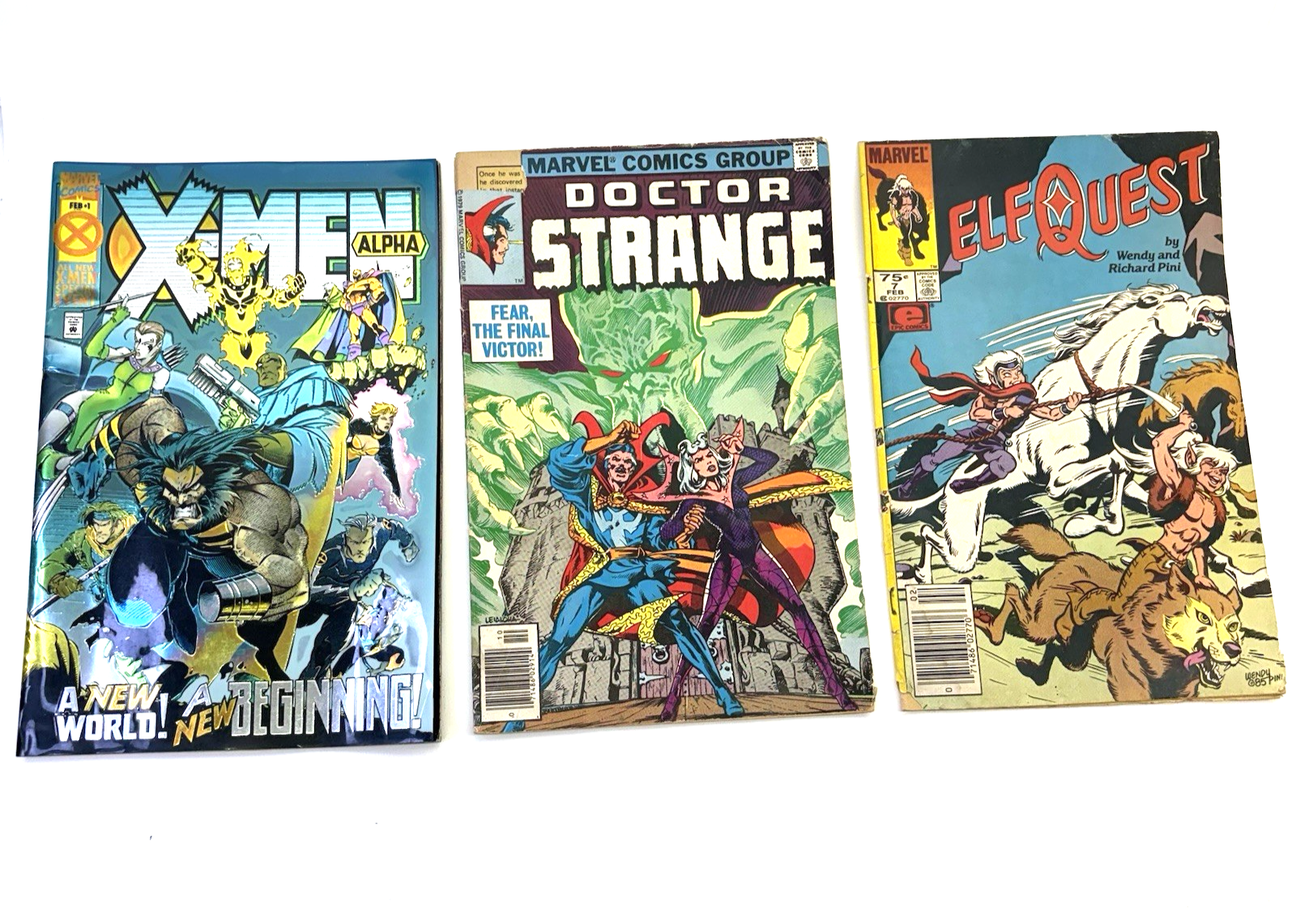 Lot of 3 Vintage Marvel Comic Books X-Men Alpha ,Doctor Strange, Elfquest Fair