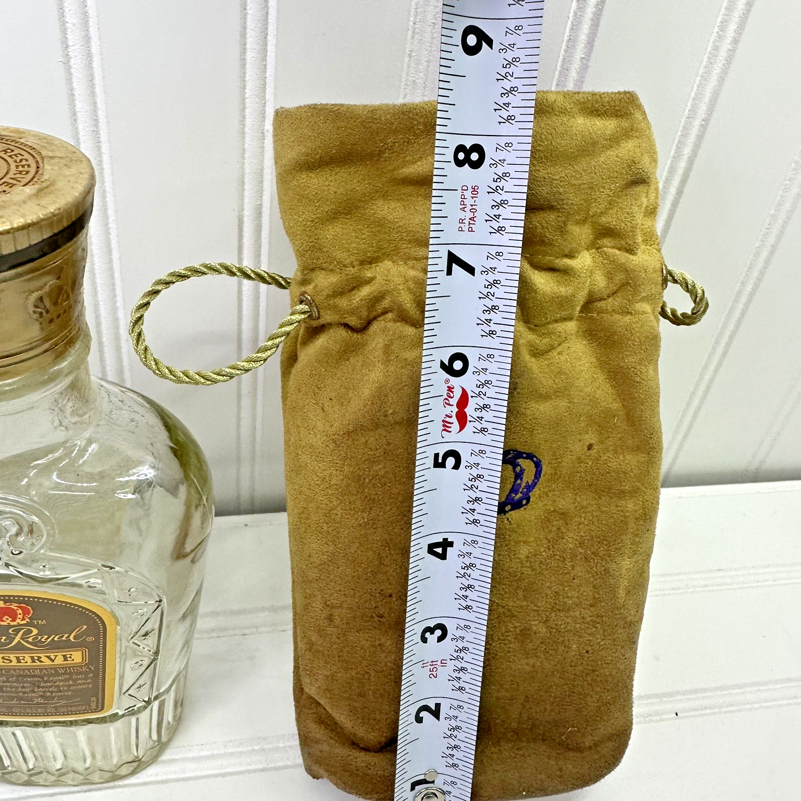 Lot  Crown Royal FlaskEmpty Bottles Reserve Glass Bottle Tin & Bag Set