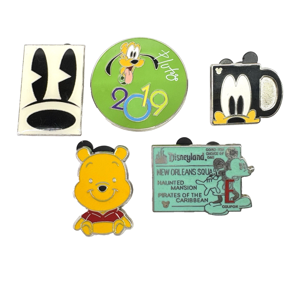 Disney Trading Pin Lot (5) Pluto 2019, Winnie the Pooh, Hidden Mickey