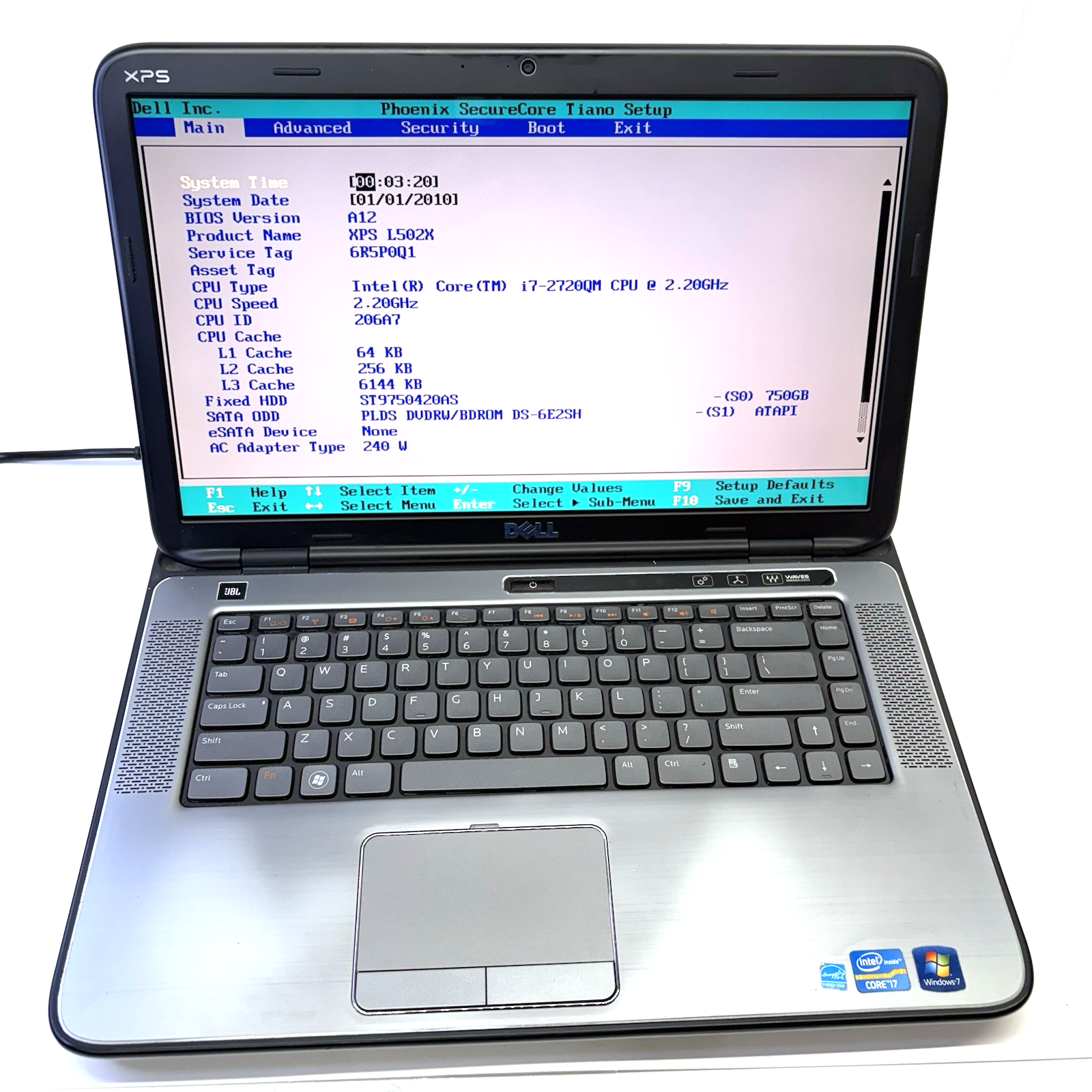 Dell XPS L502X i7-2720QM 8GB 750GB HDD Boots to BIOS AS-IS Parts