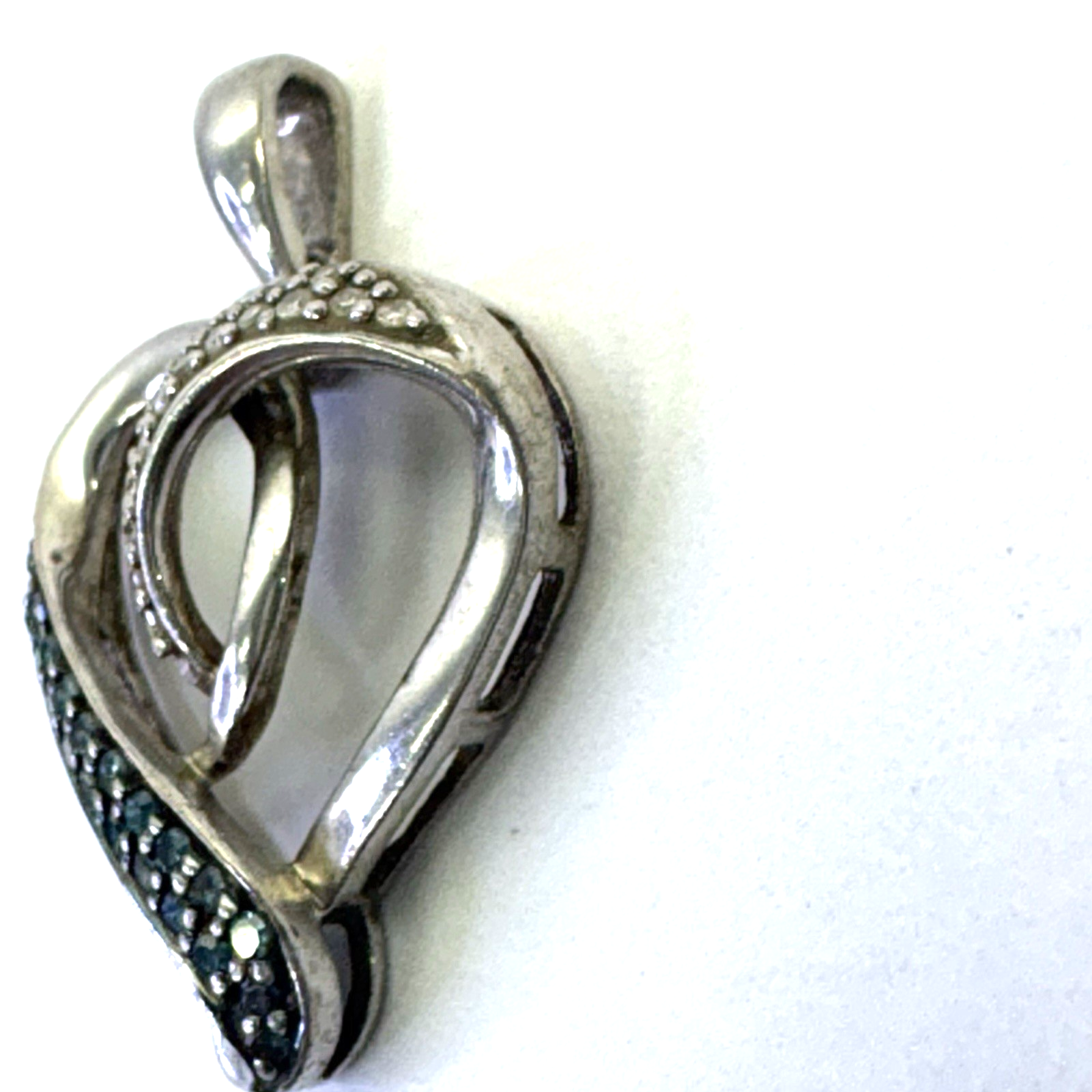 925 Sterling Silver Charm Pendant Lot Heart Blue CZ Girl Figure 3pc 7.36g Vintag