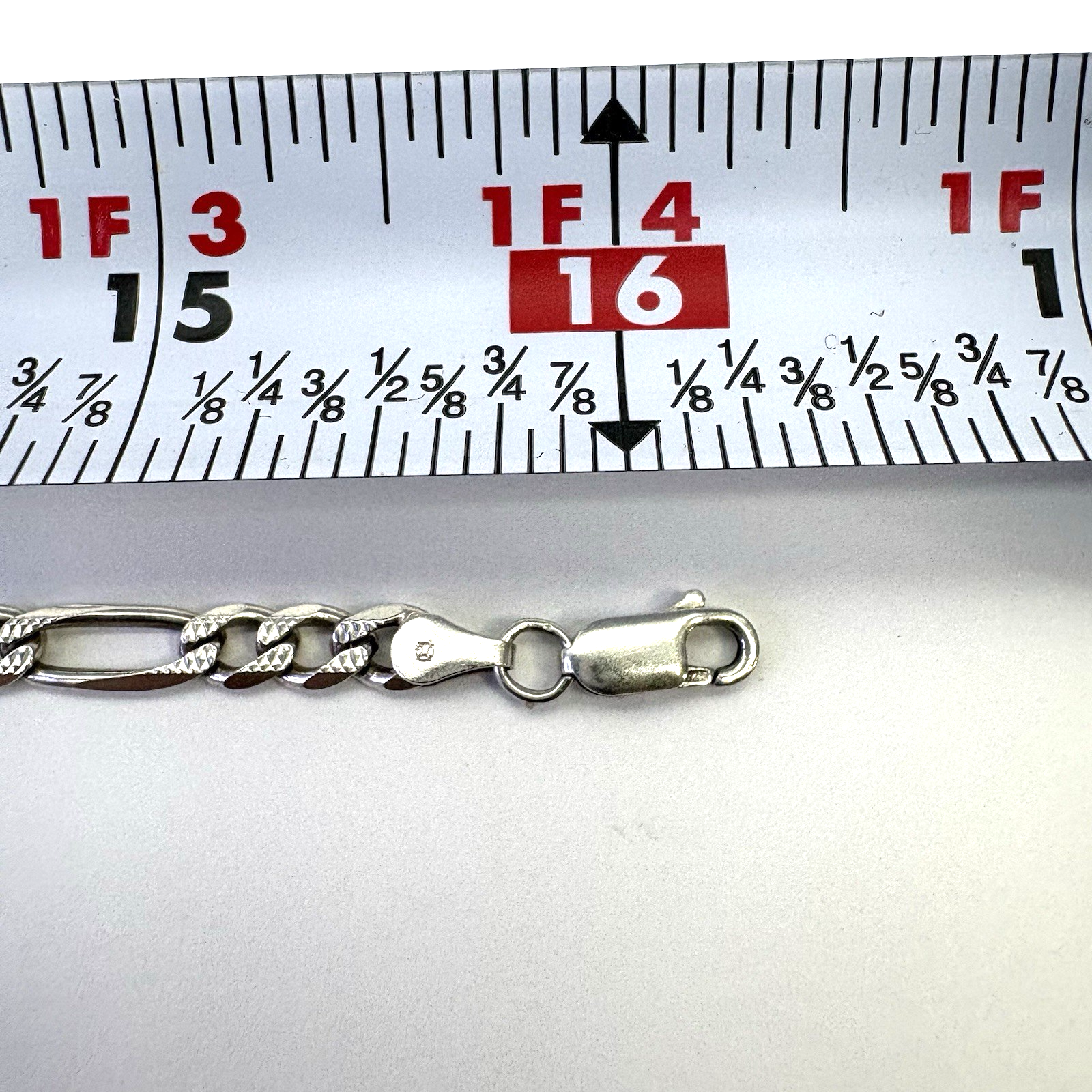 925 Italy Figaro Chain Necklace 16” Sterling Silver 4.9mm 13.78g Preowned