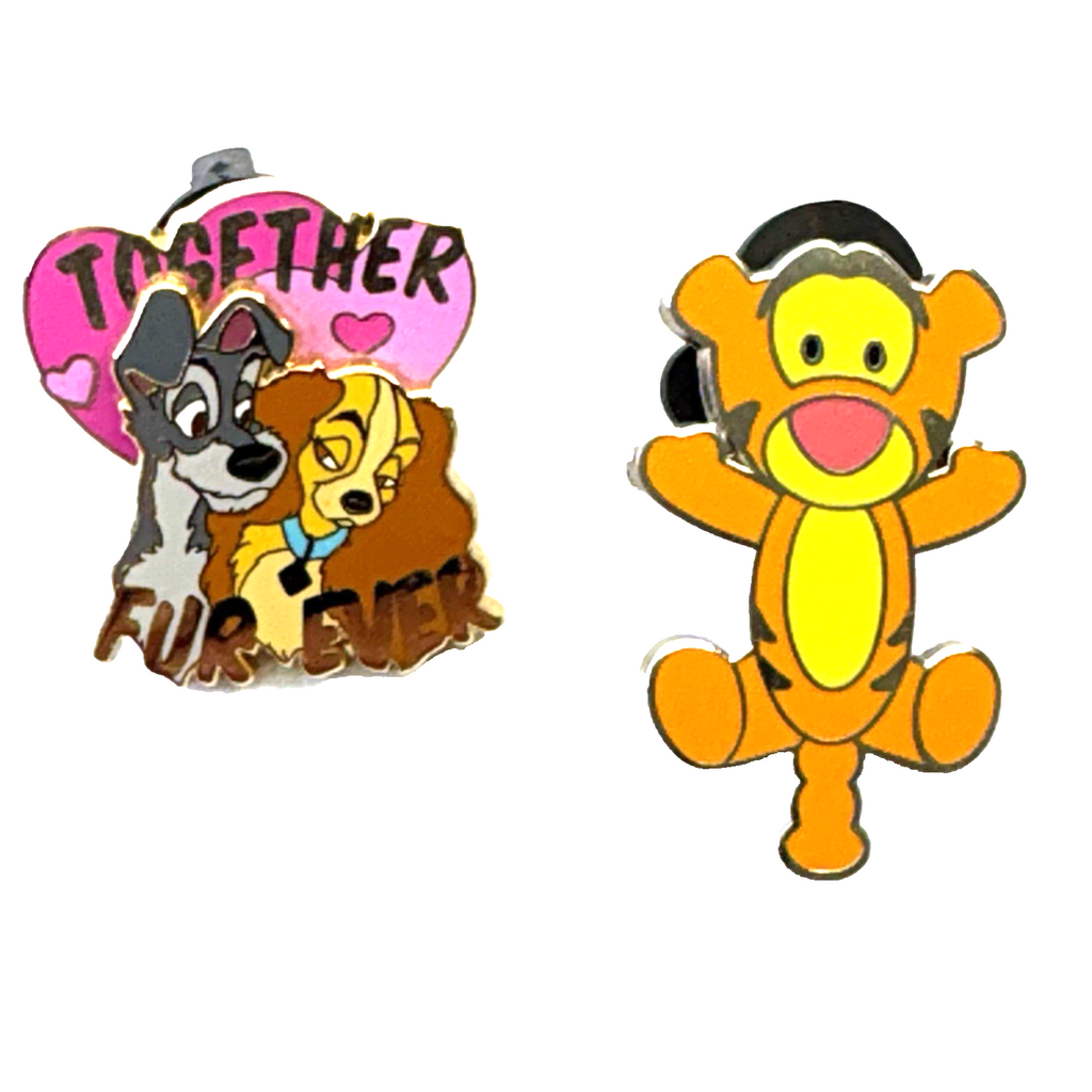 Disney Pin Lot 2pc Lady Tramp Together Forever + Baby Tigger Cutie Pin