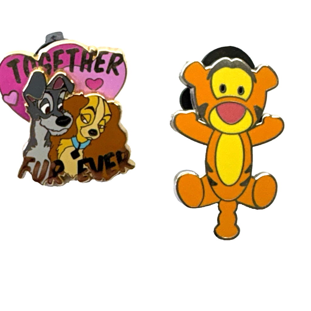 Disney Pin Lot 2pc Lady Tramp Together Forever + Baby Tigger Cutie Pin