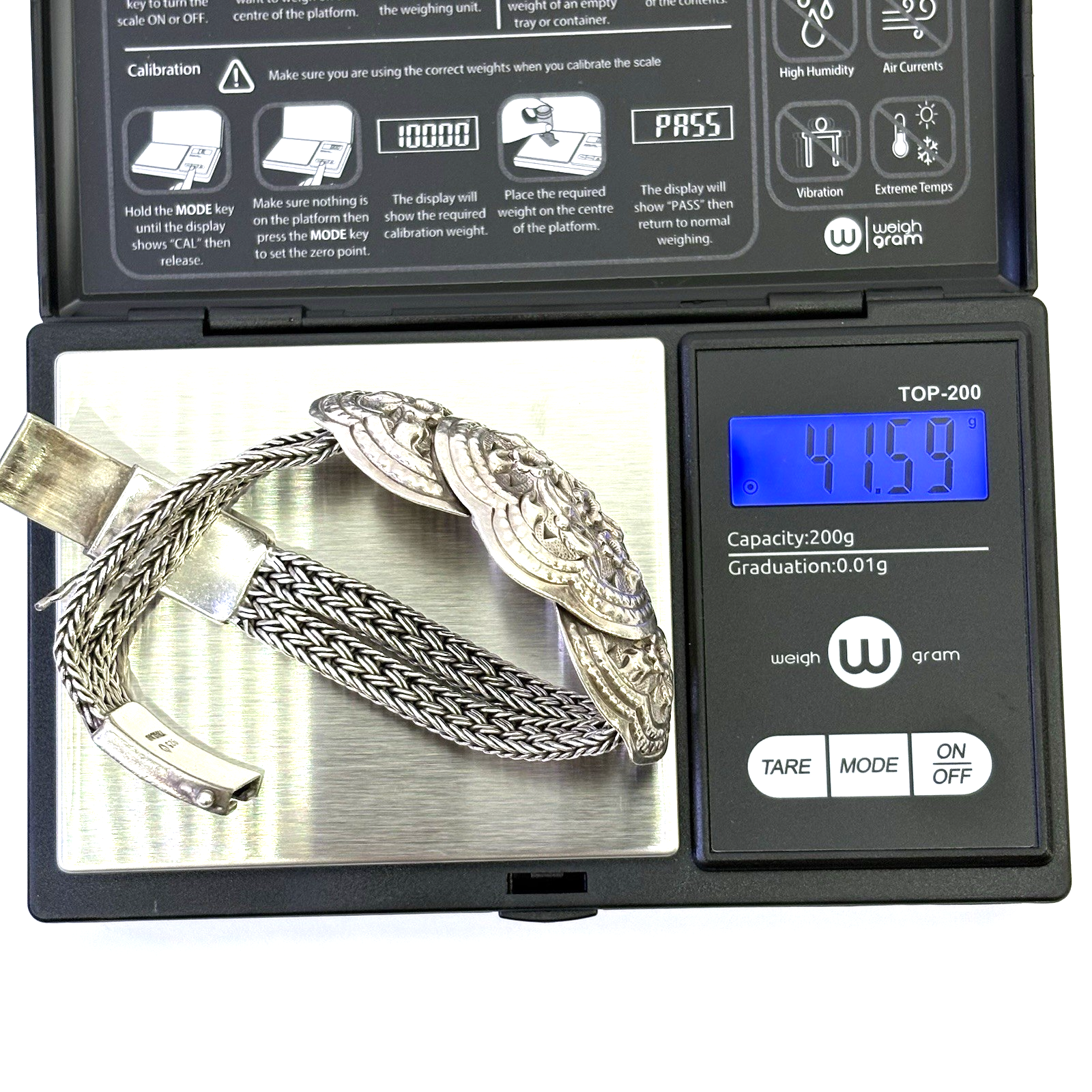 925 Sterling Silver Thailand Floral Multi Strand Bracelet 7.5” 41.59g