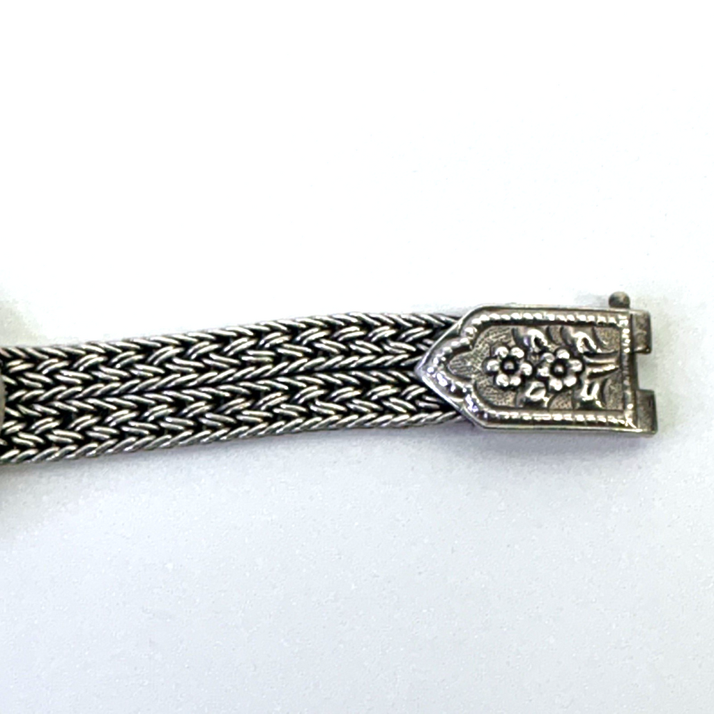 925 Sterling Silver Thailand Floral Multi Strand Bracelet 7.5” 41.59g