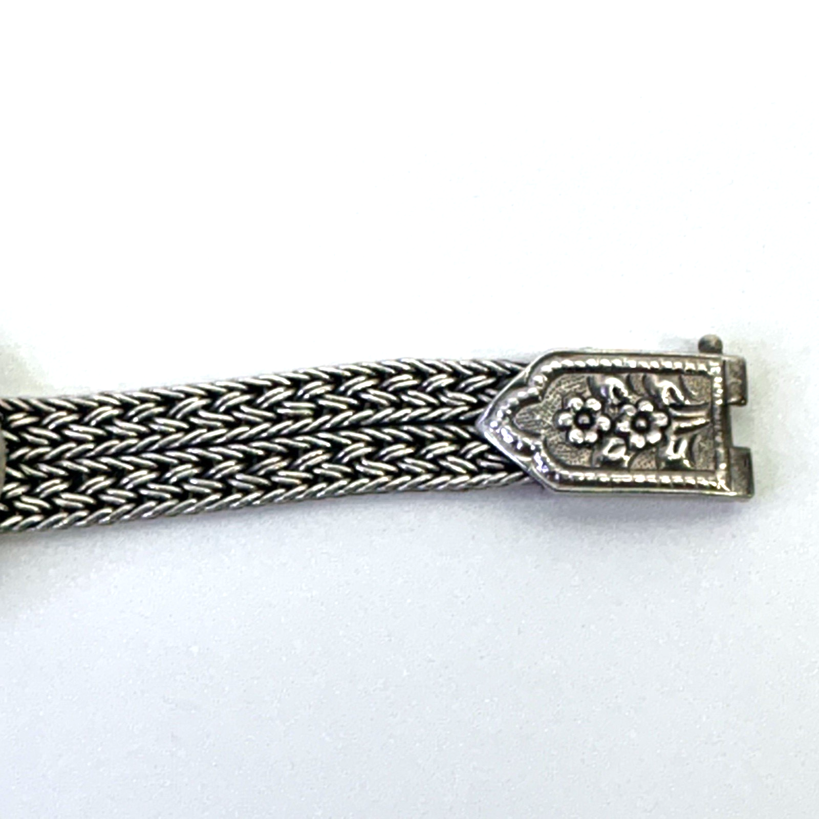 925 Sterling Silver Thailand Floral Multi Strand Bracelet 7.5” 41.59g