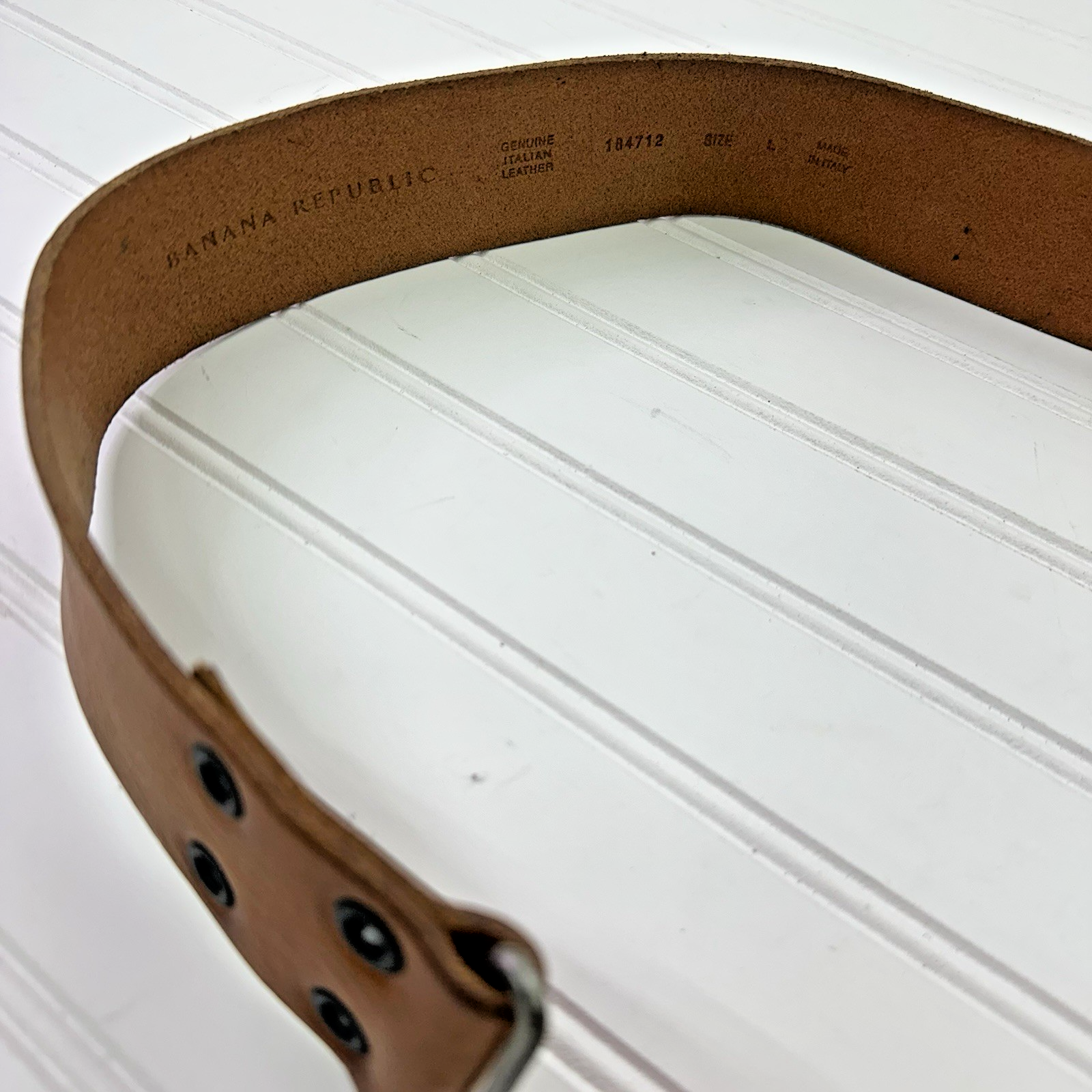 Rare Vintage Banana Republic Leather Hook Grommet Belt L Unisex - Made in Italy