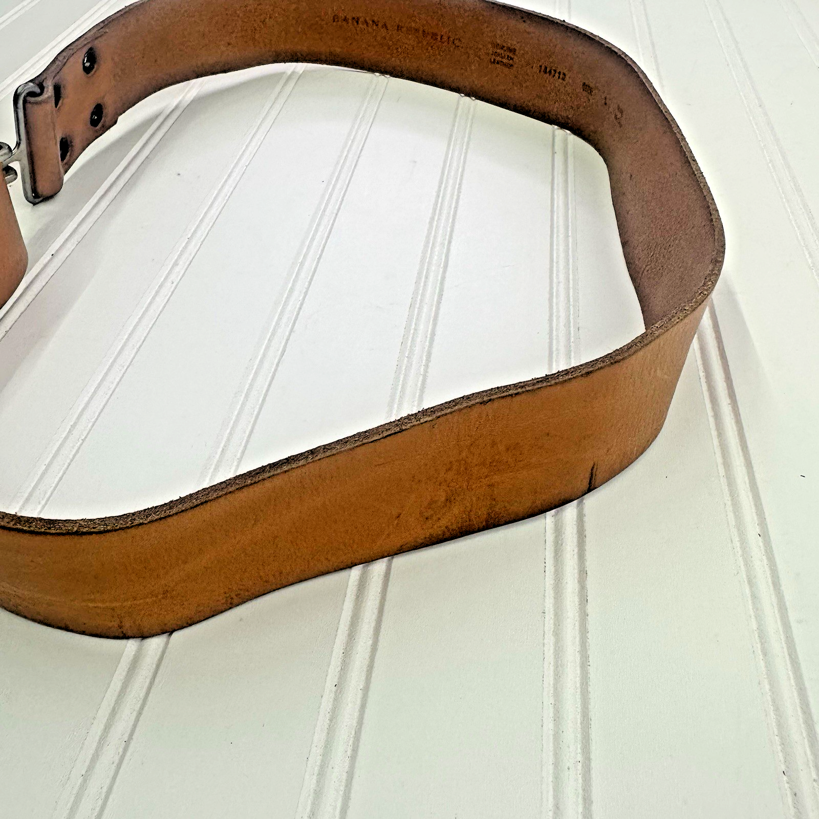Rare Vintage Banana Republic Leather Hook Grommet Belt L Unisex - Made in Italy