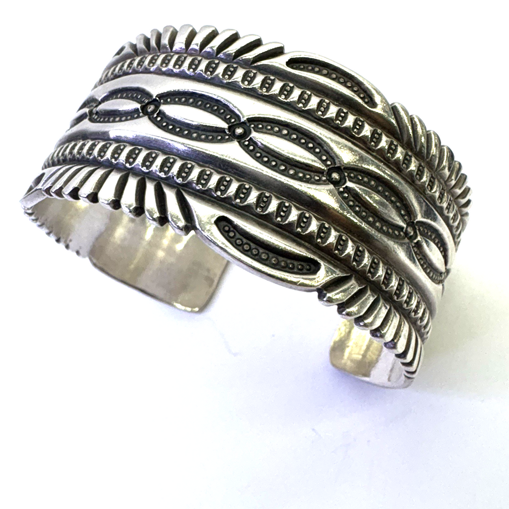 Vintage D. Cadman Sterling Silver Cuff Bracelet 67.76g Wide Navajo Style