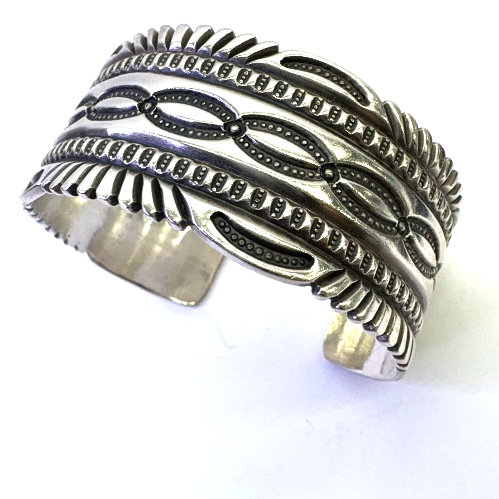 Vintage D. Cadman Sterling Silver Cuff Bracelet 67.76g Wide Navajo Style
