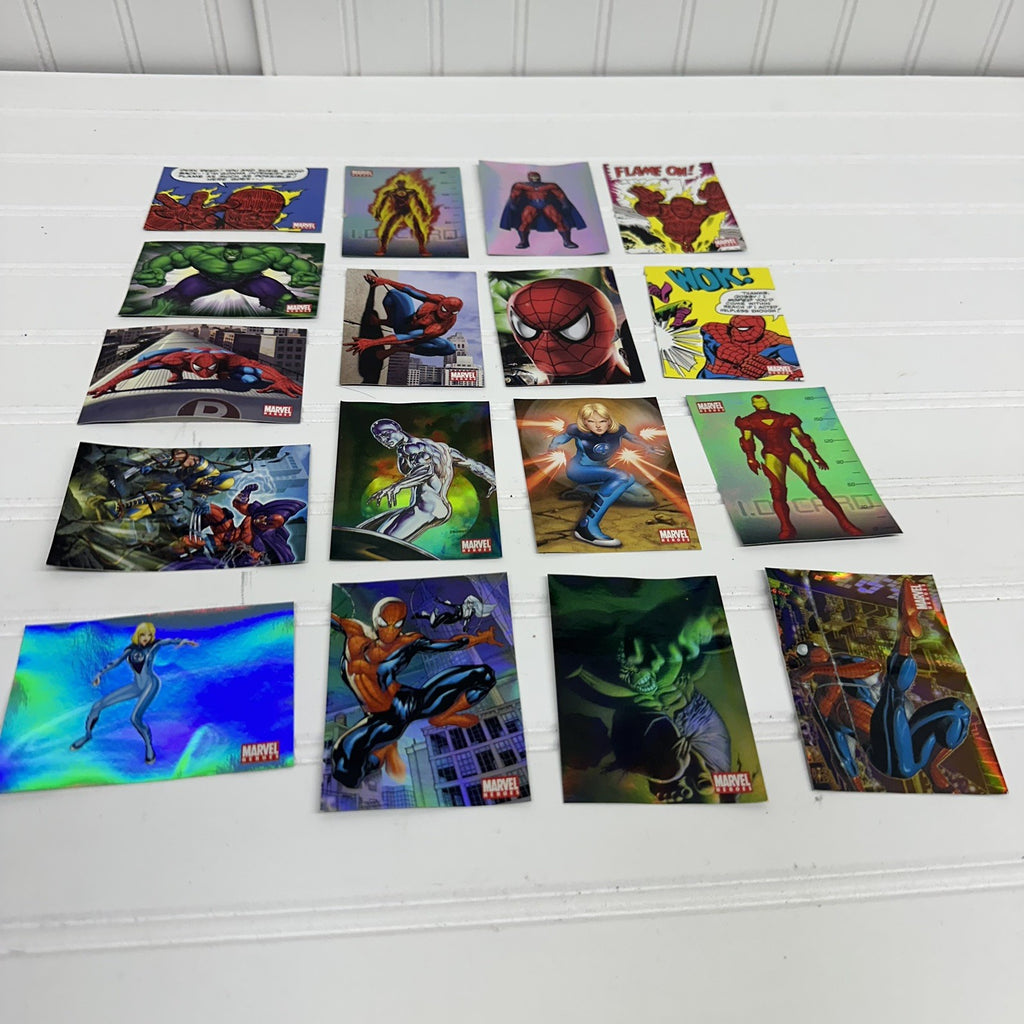 Lot of 17 Marvel Ultimate Heroes 2008 Sticker Cards Spider Man Hulk Human Torch 
