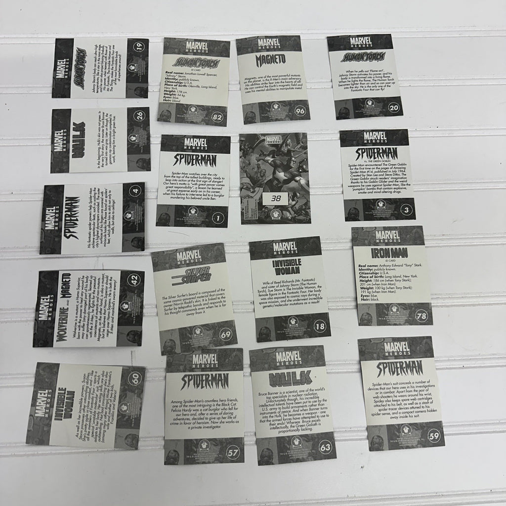 Lot of 17 Marvel Ultimate Heroes 2008 Sticker Cards Spider Man Hulk Human Torch 
