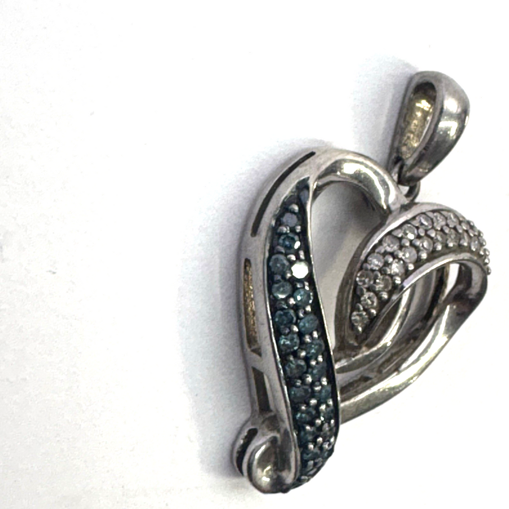 925 Sterling Silver Charm Pendant Lot Heart Blue CZ Girl Figure 3pc 7.36g Vintag