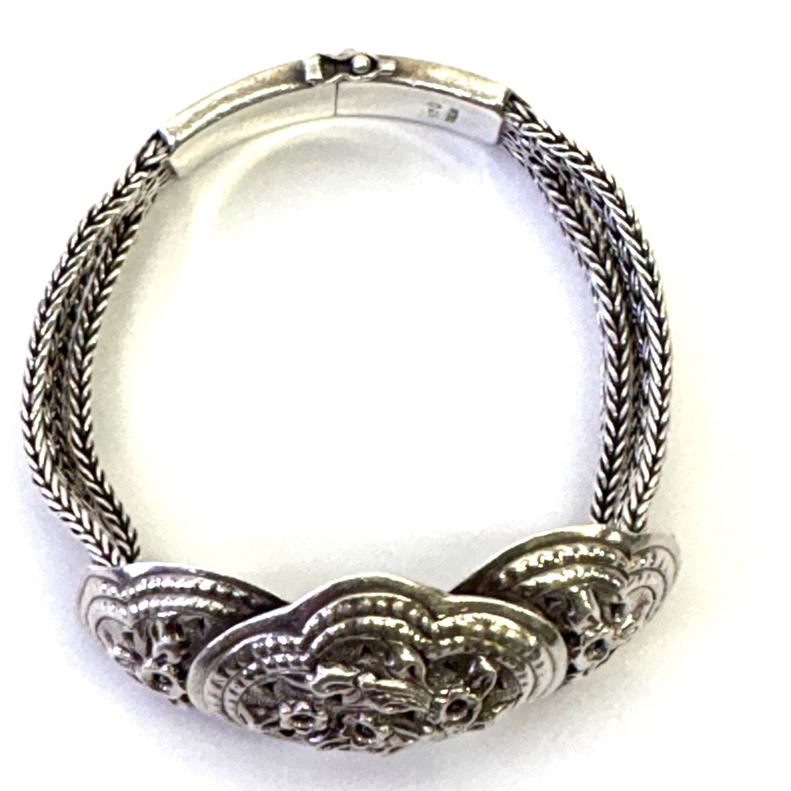 925 Sterling Silver Thailand Floral Multi Strand Bracelet 7.5” 41.59g