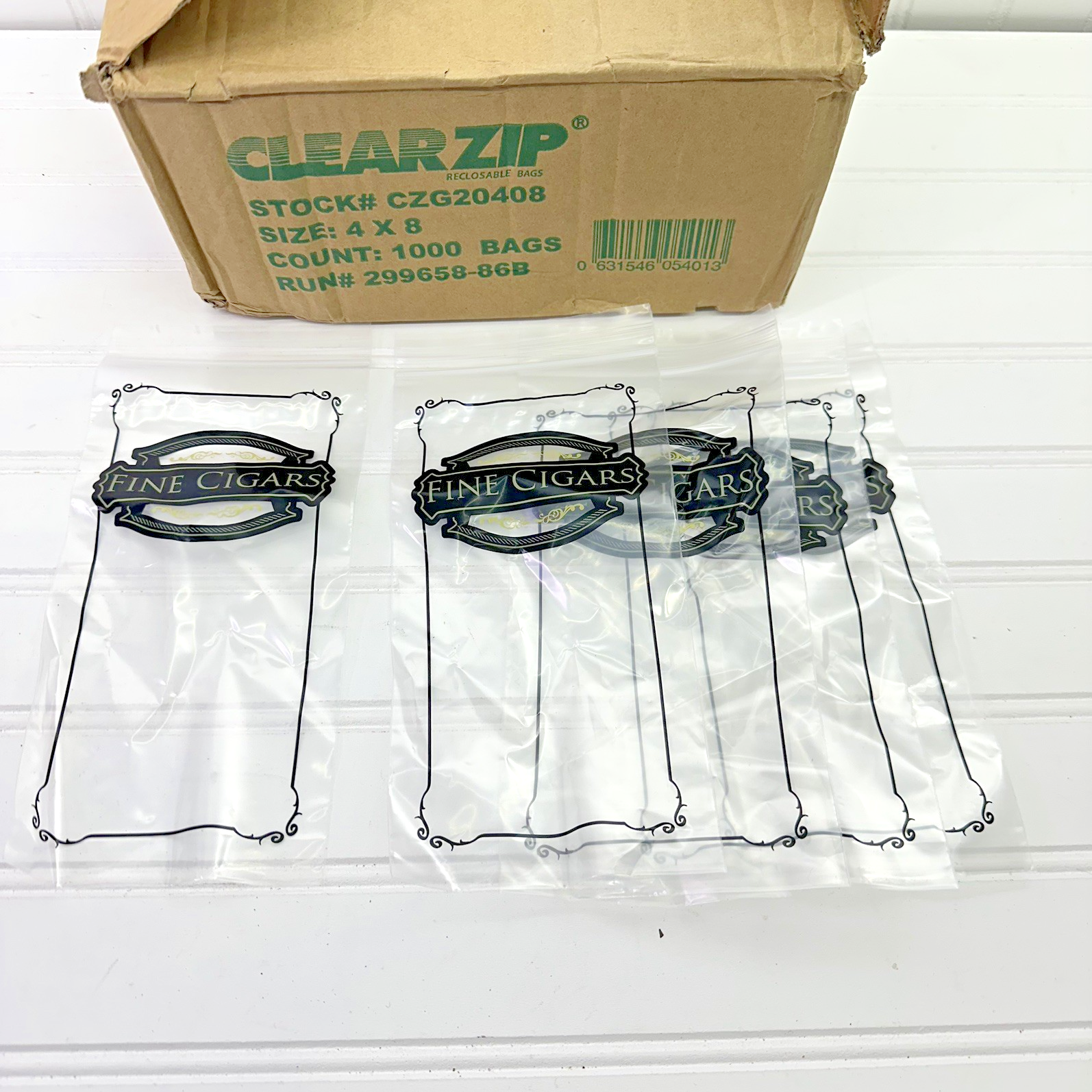 900 Clear Cigar Bags 4x8” Reclosable Zipper Fine Cigars Printed 2 Mil 