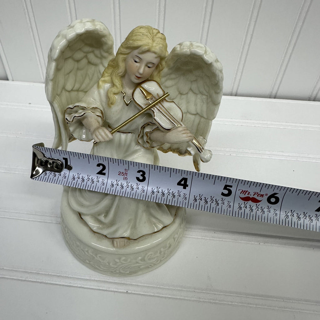 Dillards Christmas Trimming Porcelain Angel Winged Musical Violin 6.5in