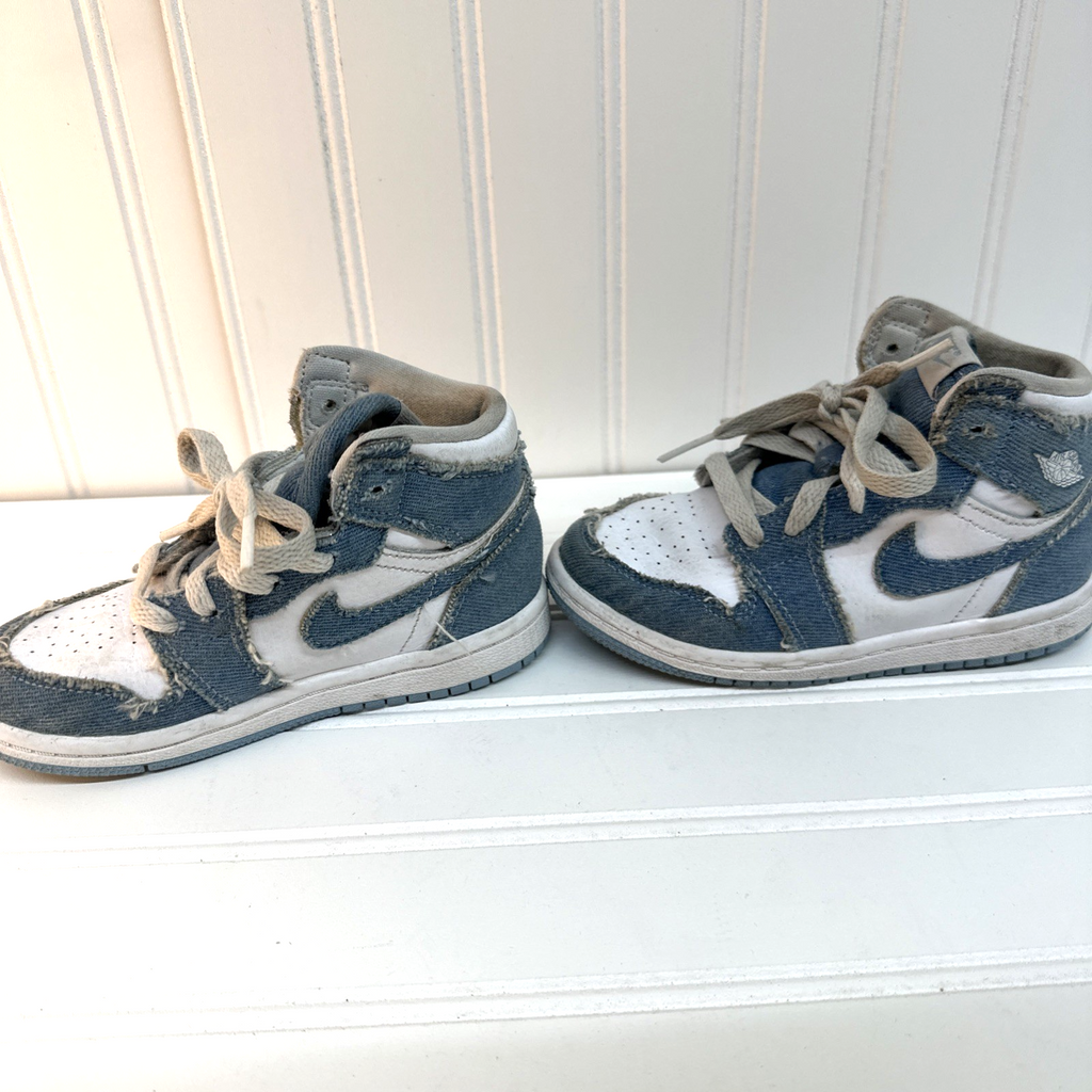 Nike Air Jordan 1 High OG Denim Toddler Shoes Blue White Size 9C CU0450-104