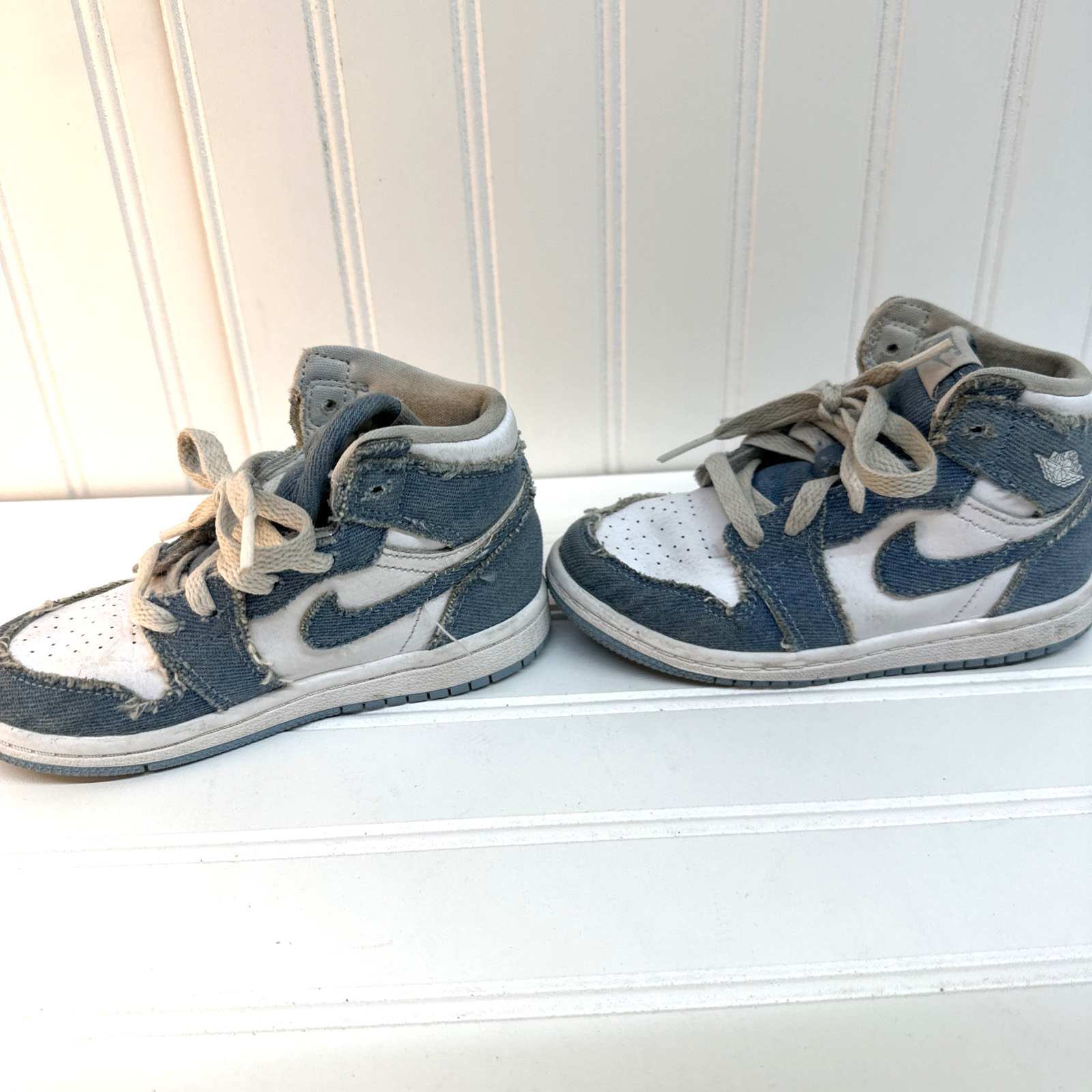 Nike Air Jordan 1 High OG Denim Toddler Shoes Blue White Size 9C CU0450-104