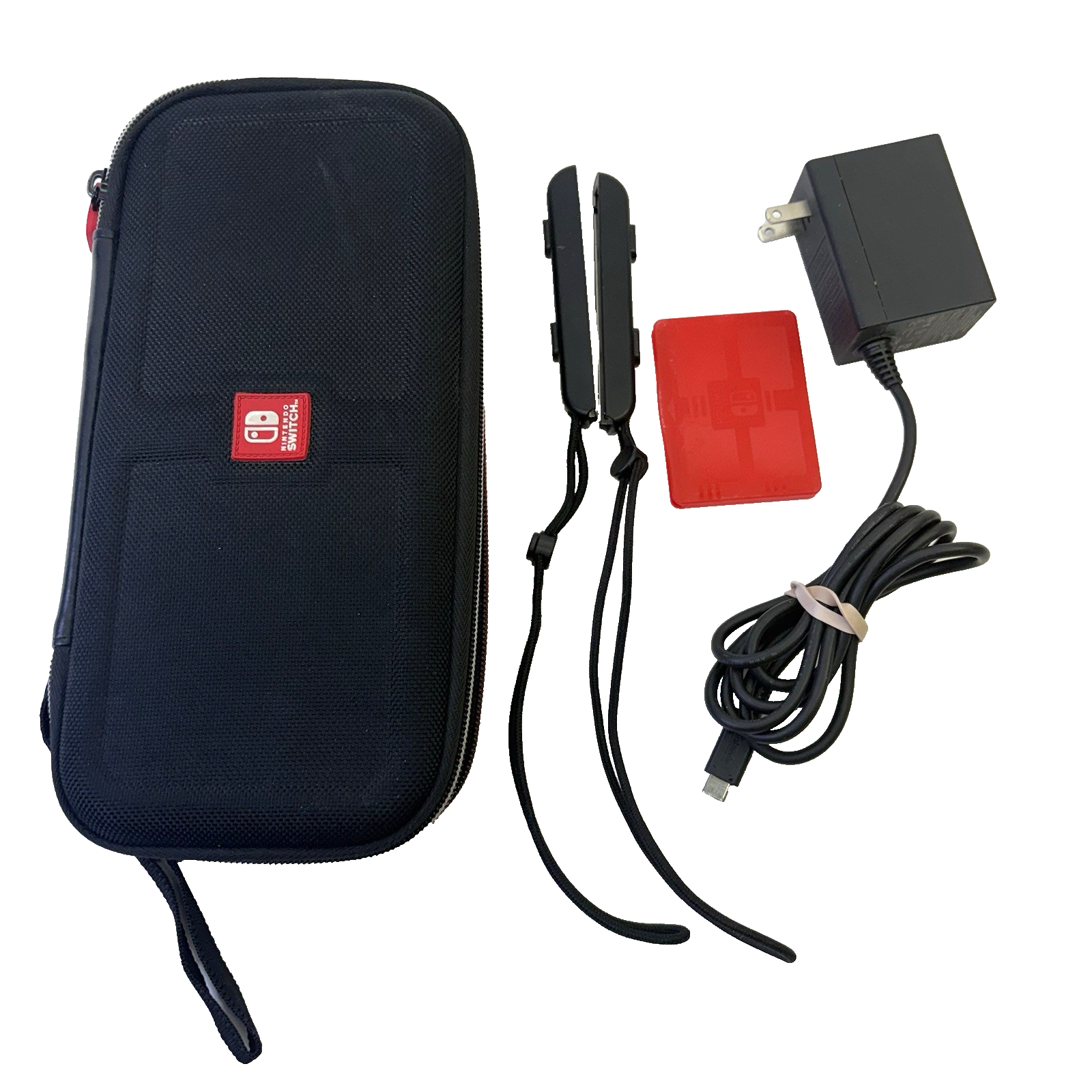Nintendo Switch Charger + Case Black +Joy-Con Wrist Strap + Game Holder