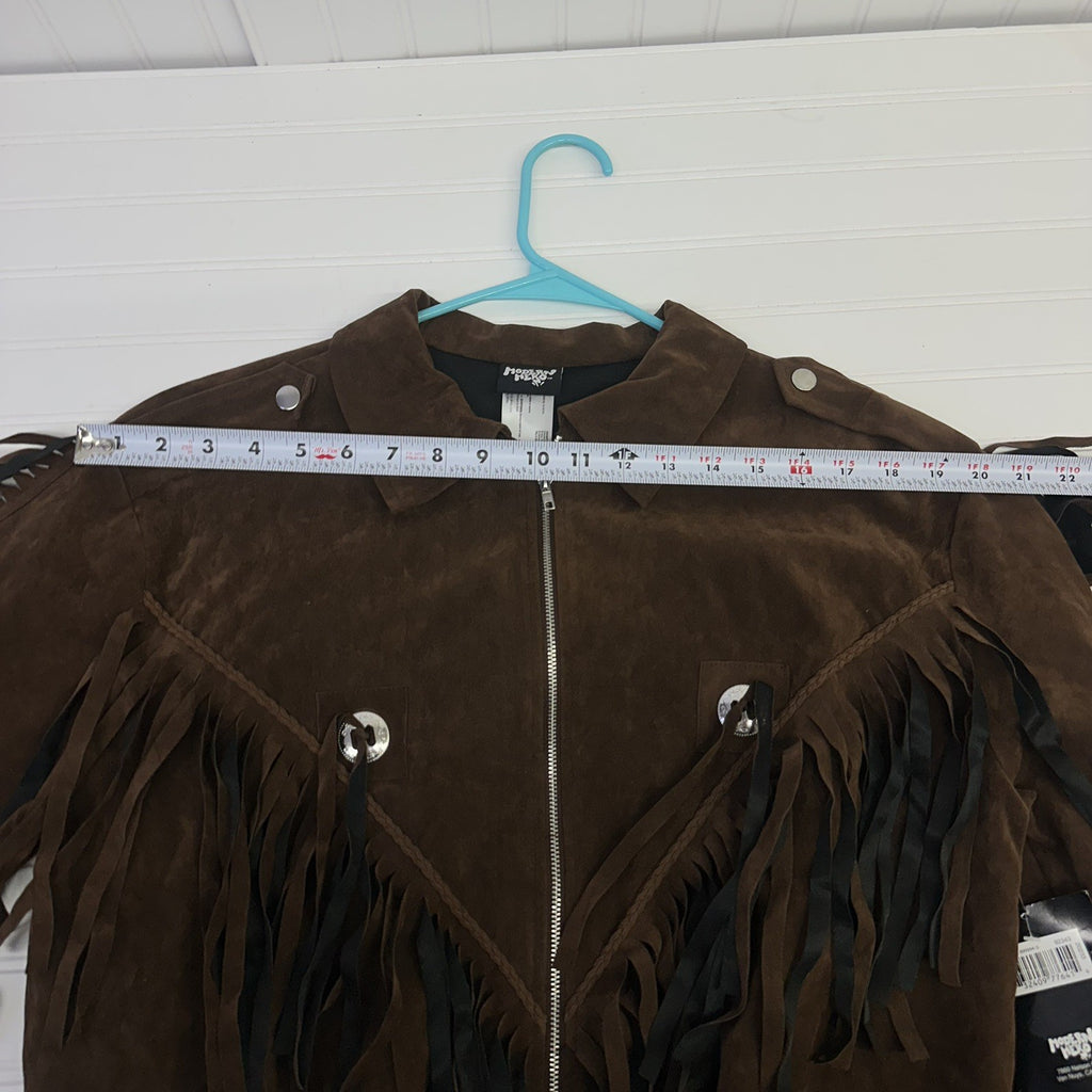 Modern Hero Fringe Western Jacket Brown Faux SuedeSize Adult Std M Cowboy Rodeo 