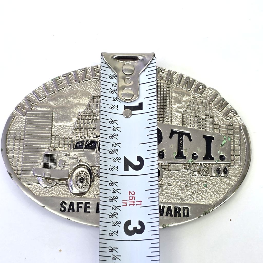 PTI Palletized Trucking Inc Safe Driver Award Belt Buckle Vintage