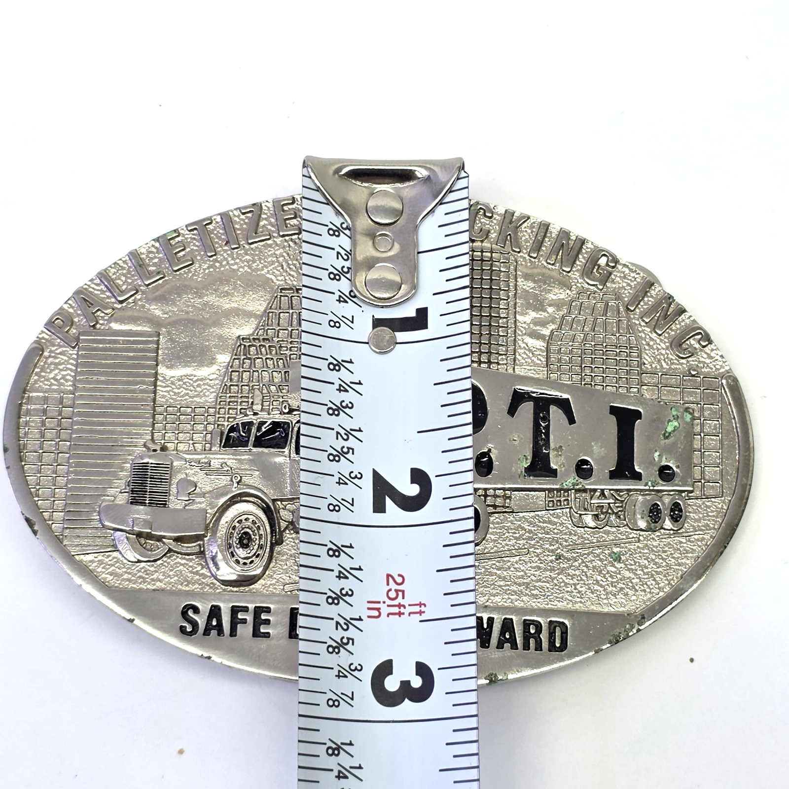 PTI Palletized Trucking Inc Safe Driver Award Belt Buckle Vintage