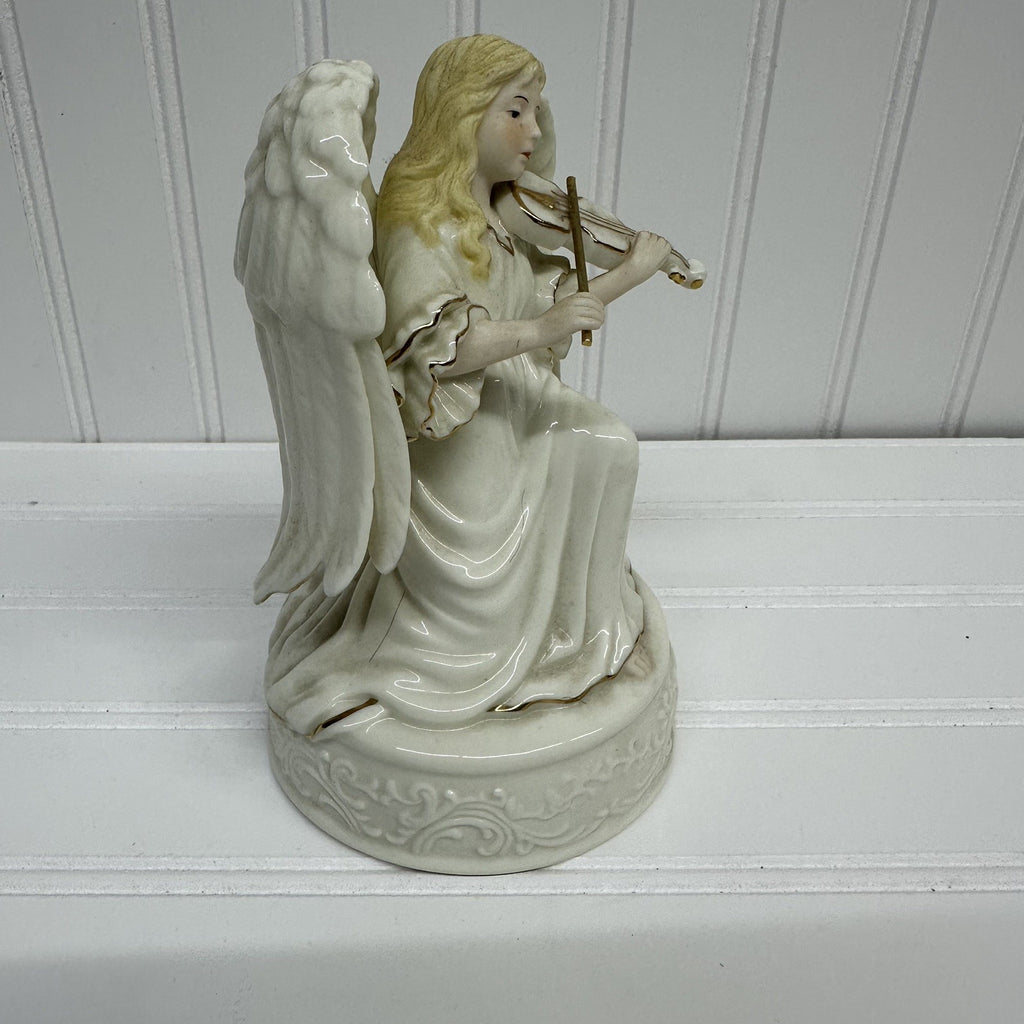 Dillards Christmas Trimming Porcelain Angel Winged Musical Violin 6.5in