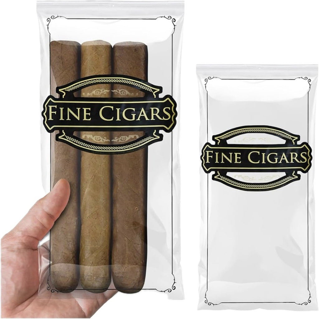 900 Clear Cigar Bags 4x8” Reclosable Zipper Fine Cigars Printed 2 Mil 
