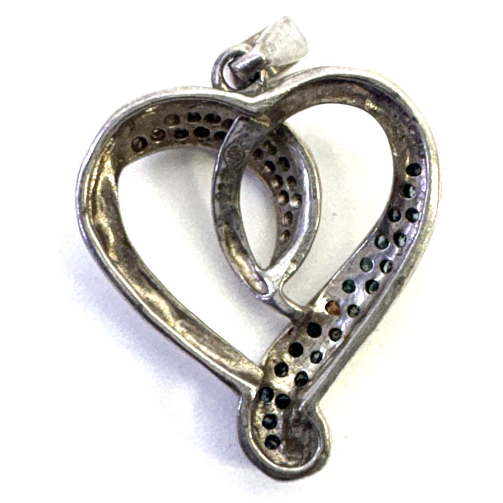 925 Sterling Silver Charm Pendant Lot Heart Blue CZ Girl Figure 3pc 7.36g Vintag