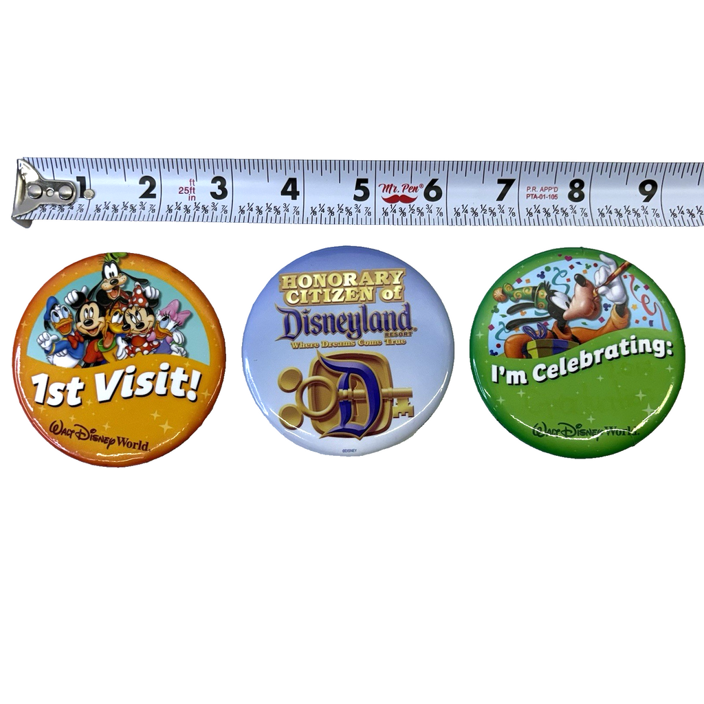 Lot of 3 Disney Parks Pinback Buttons 1st Visit Honorary Citizen I’m Celebrating