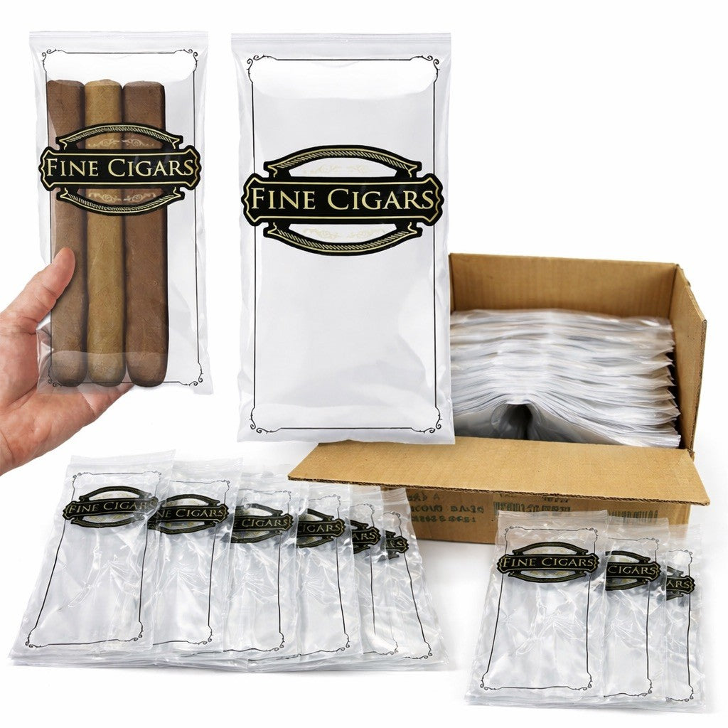 900 Clear Cigar Bags 4x8” Reclosable Zipper Fine Cigars Printed 2 Mil 