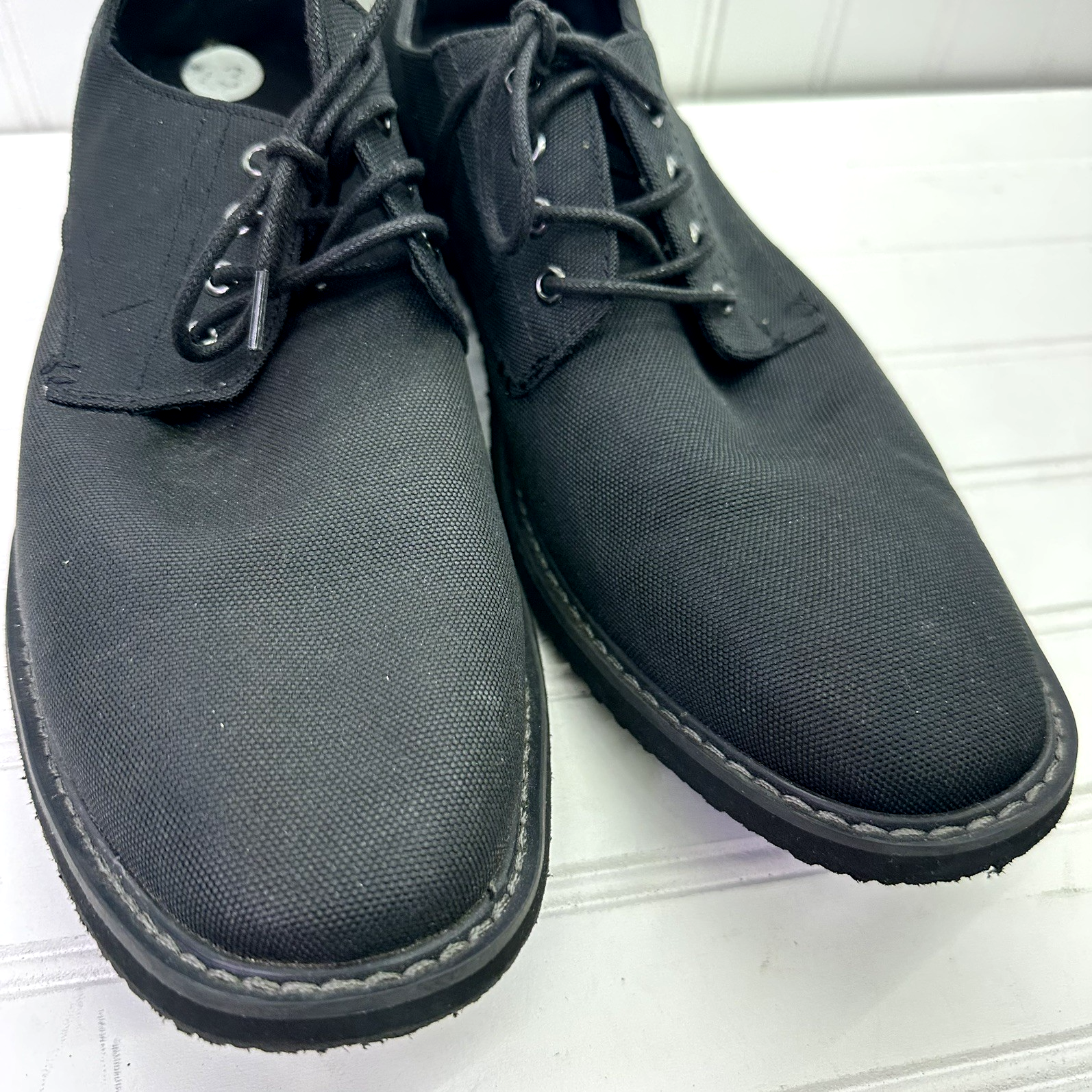 GUESS Tucker 3 Mens Dress Shoes Black Canvas Lace Up Black Toe NEW 13