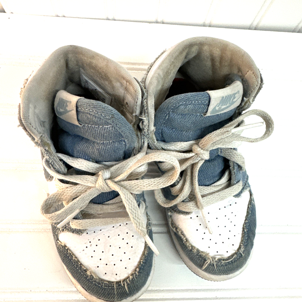 Nike Air Jordan 1 High OG Denim Toddler Shoes Blue White Size 9C CU0450-104
