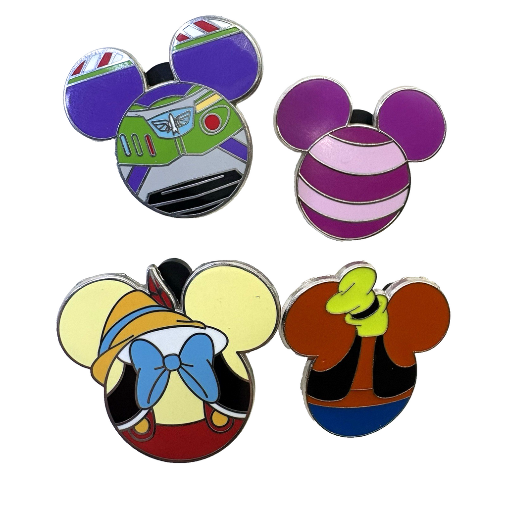 Disney Mickey Mouse Icon Mystery Pin Lot of 4 w/ Original Rubber Backs