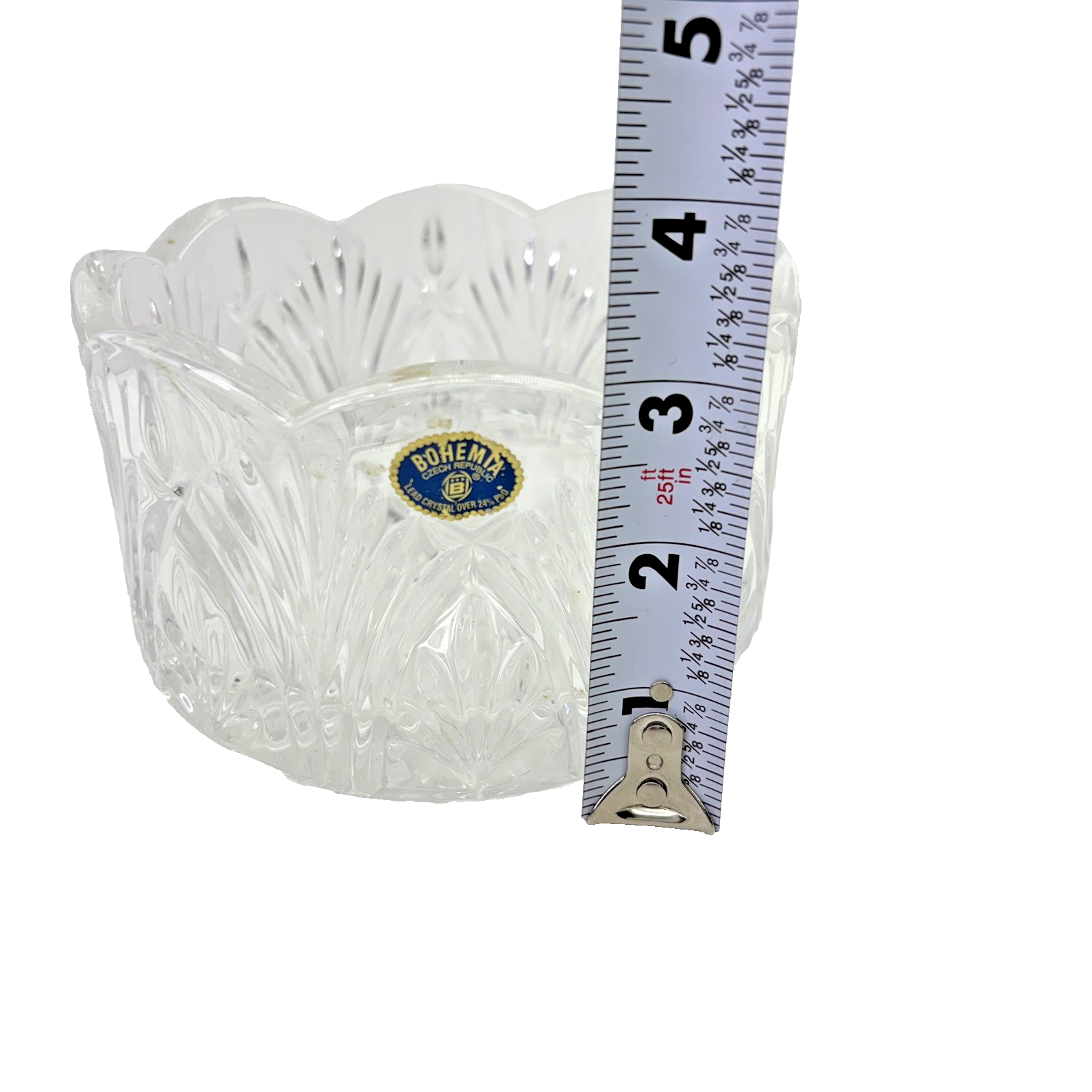 Bohemia Crystal Czech Republic Candy Bowl Gorgeous CUT LEAD CRYSTAL Over 24%
