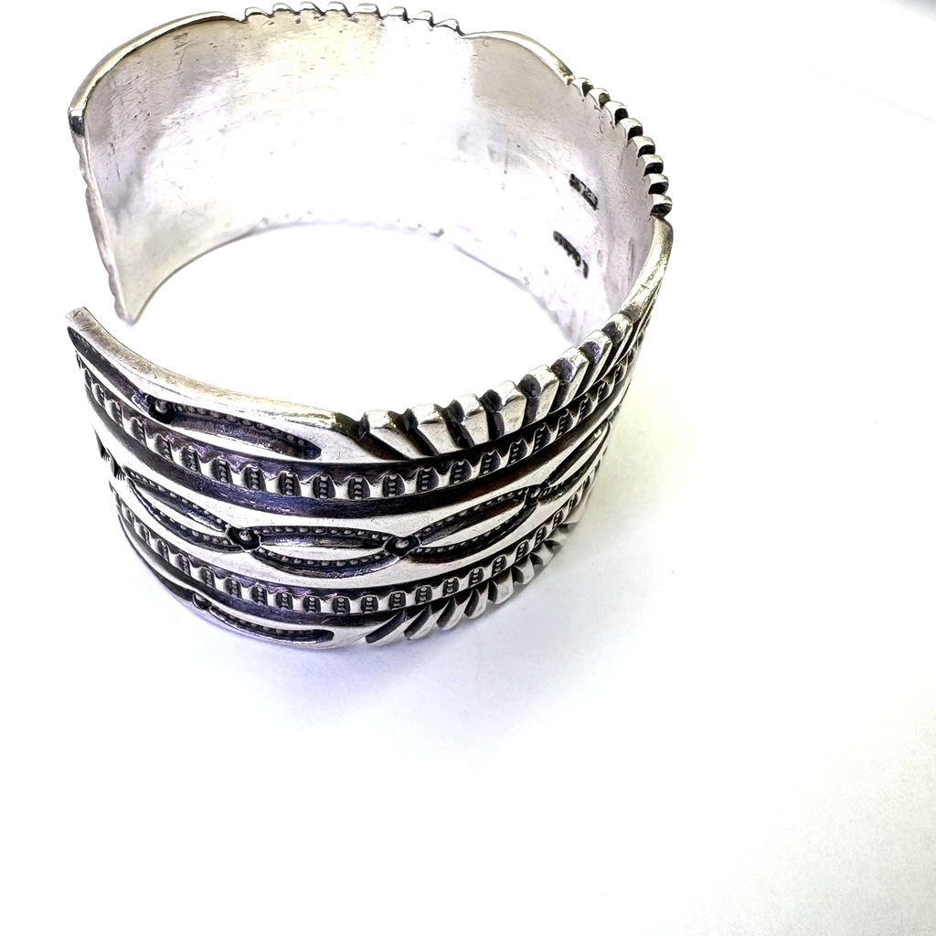 Vintage D. Cadman Sterling Silver Cuff Bracelet 67.76g Wide Navajo Style