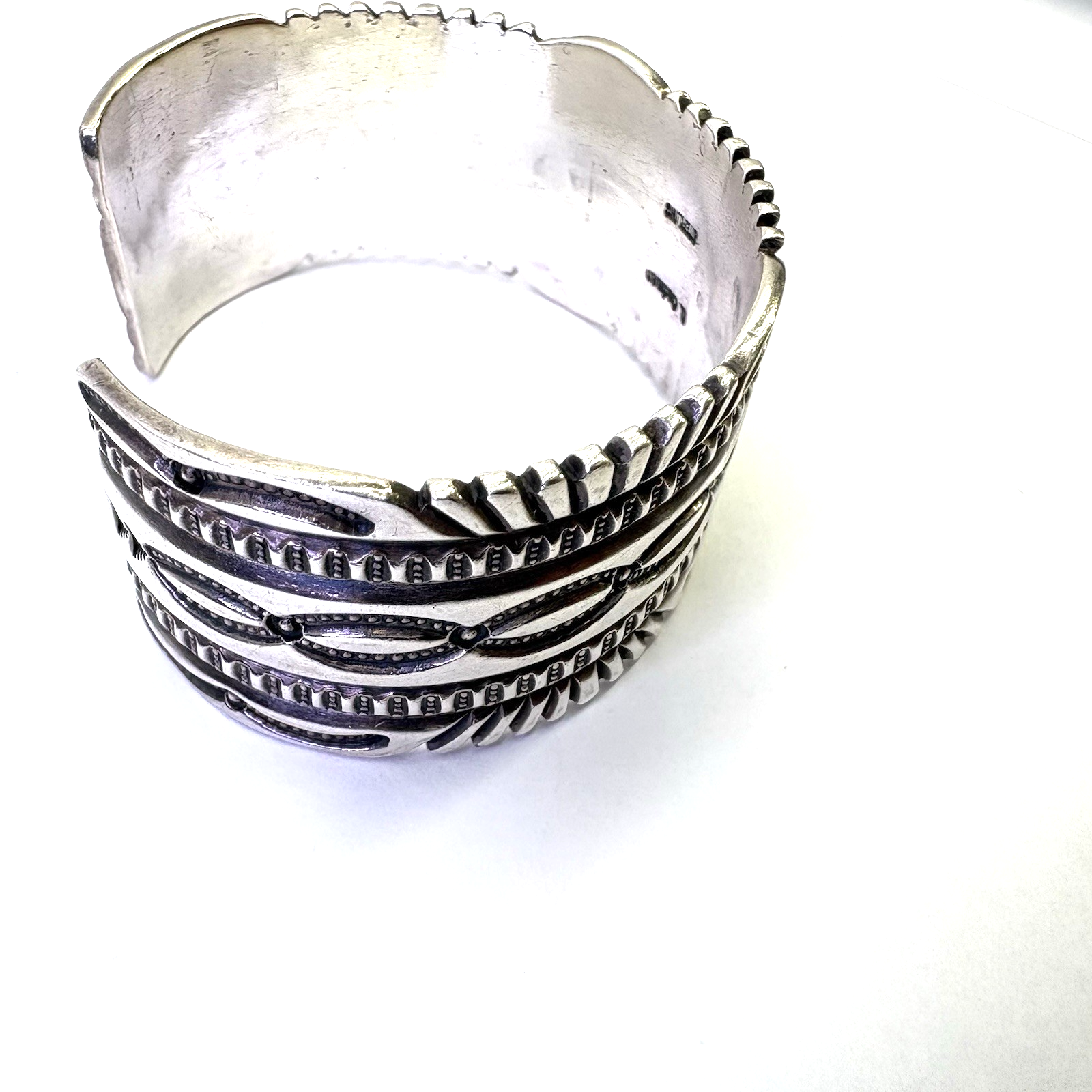 Vintage D. Cadman Sterling Silver Cuff Bracelet 67.76g Wide Navajo Style