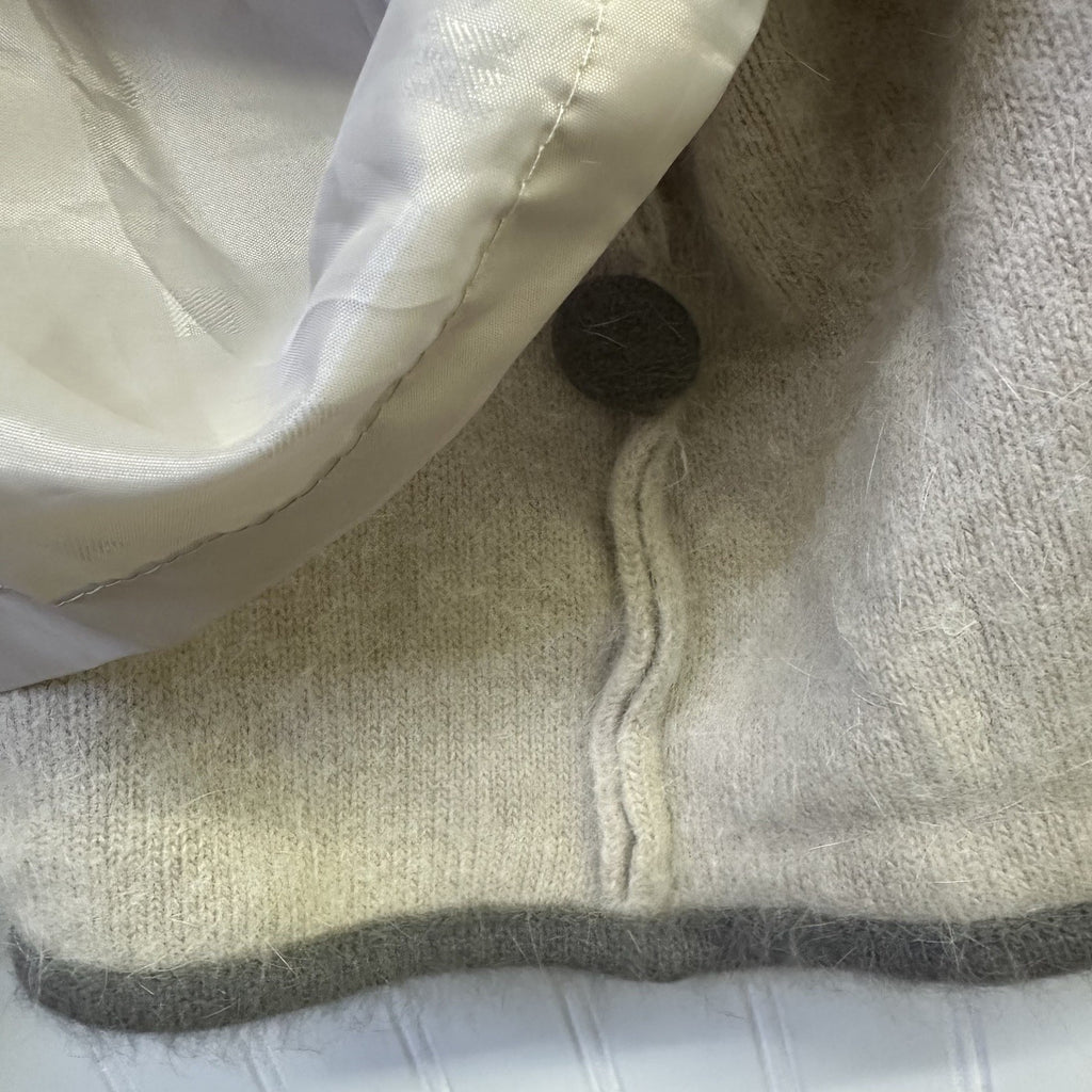 Vintage Imago Coat Small Beige Angora  Wool Blend Fuzzy Open Front Pockets