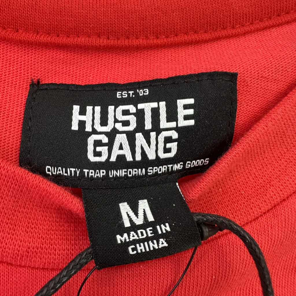 New Hustle Gang Bear Baseball Glove Graphic T-Shirt Mens M Red 100% Cotton