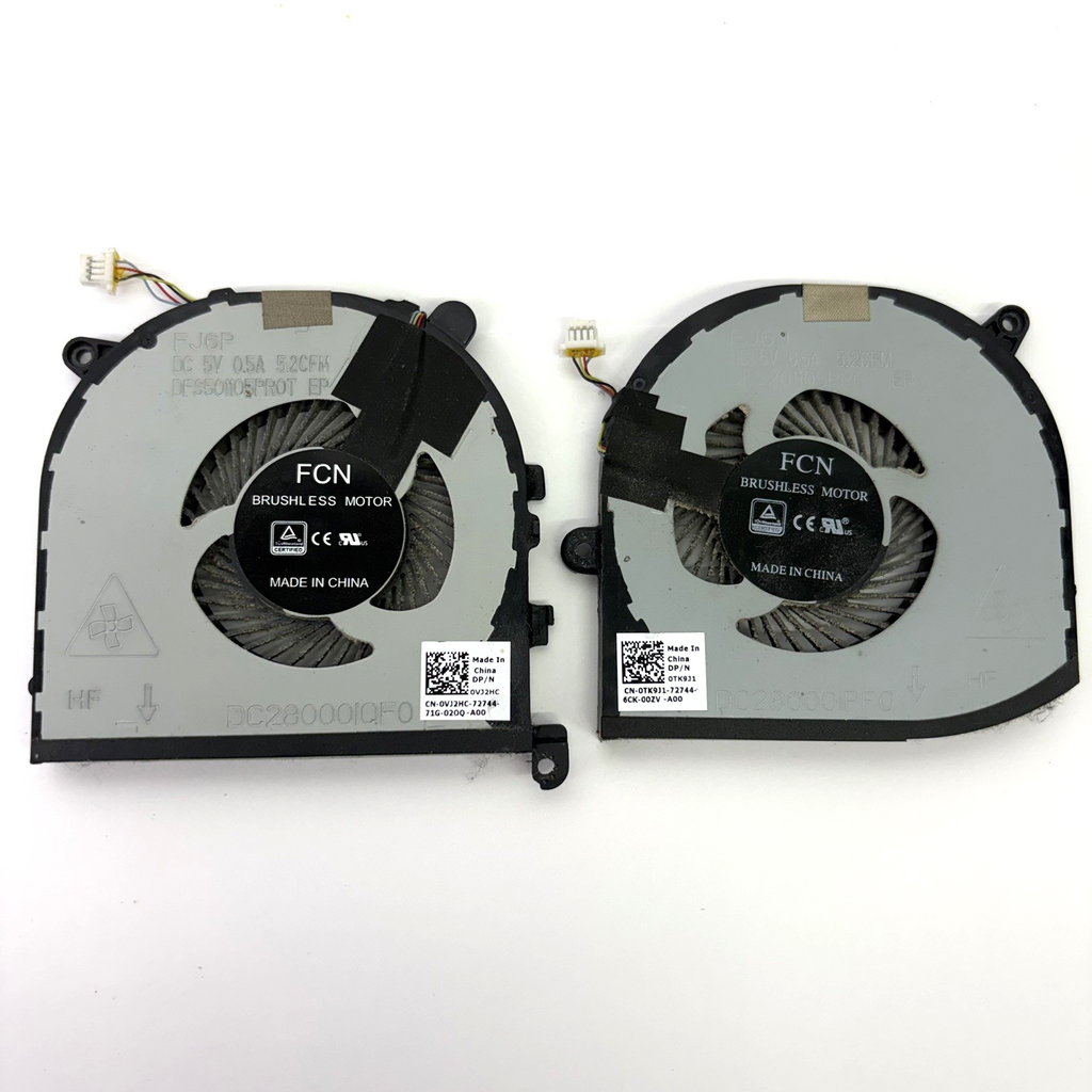 Used CPU GPU Cooling Fan TK9J1+08YY9 For Dell 5520 5530 XPS 15 9560 9570 L+R Fan