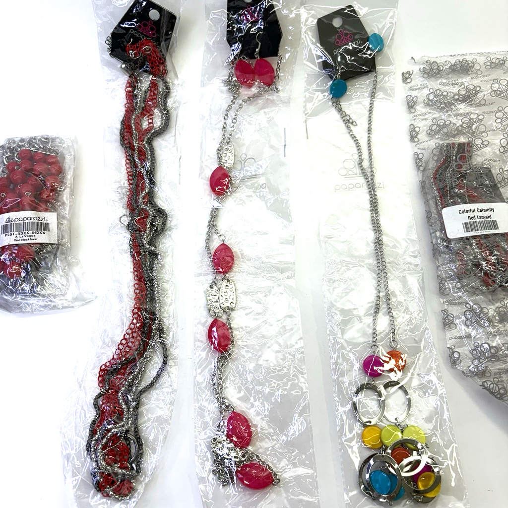 5 New Paparazzi Necklace and Earring Set Sealed Tagged Fashion Jewelry Red Pink