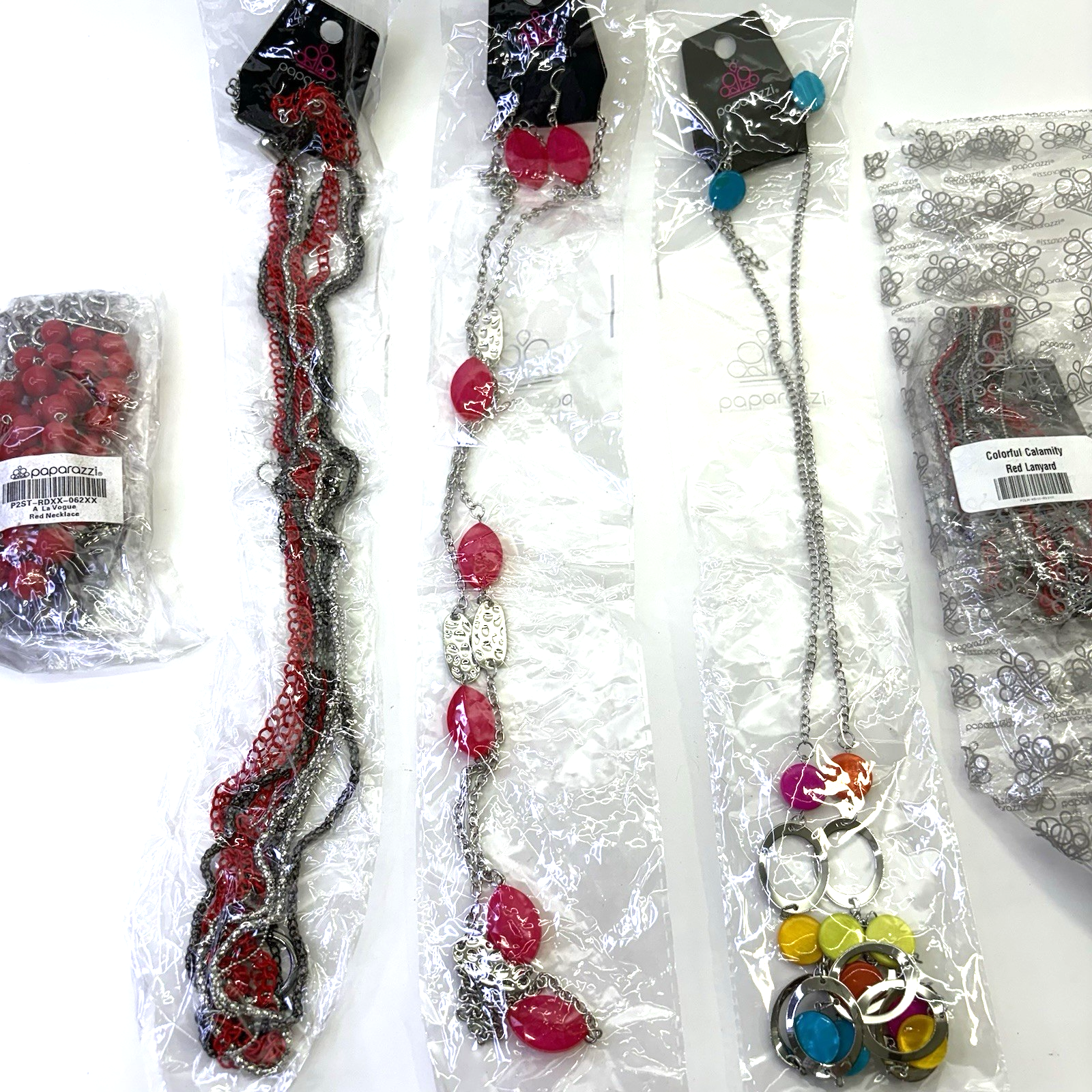 5 New Paparazzi Necklace and Earring Set Sealed Tagged Fashion Jewelry Red Pink