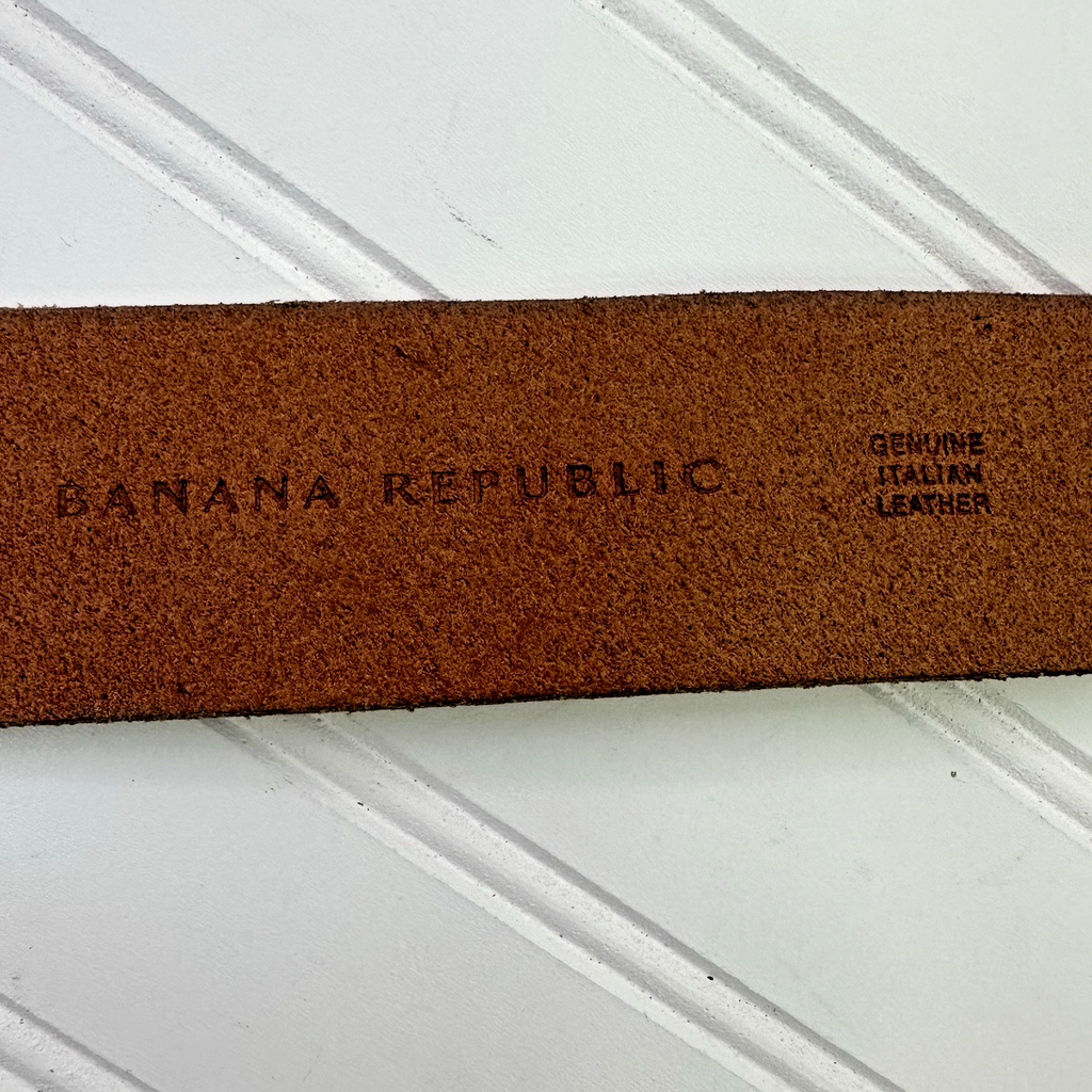 Rare Vintage Banana Republic Leather Hook Grommet Belt L Unisex - Made in Italy