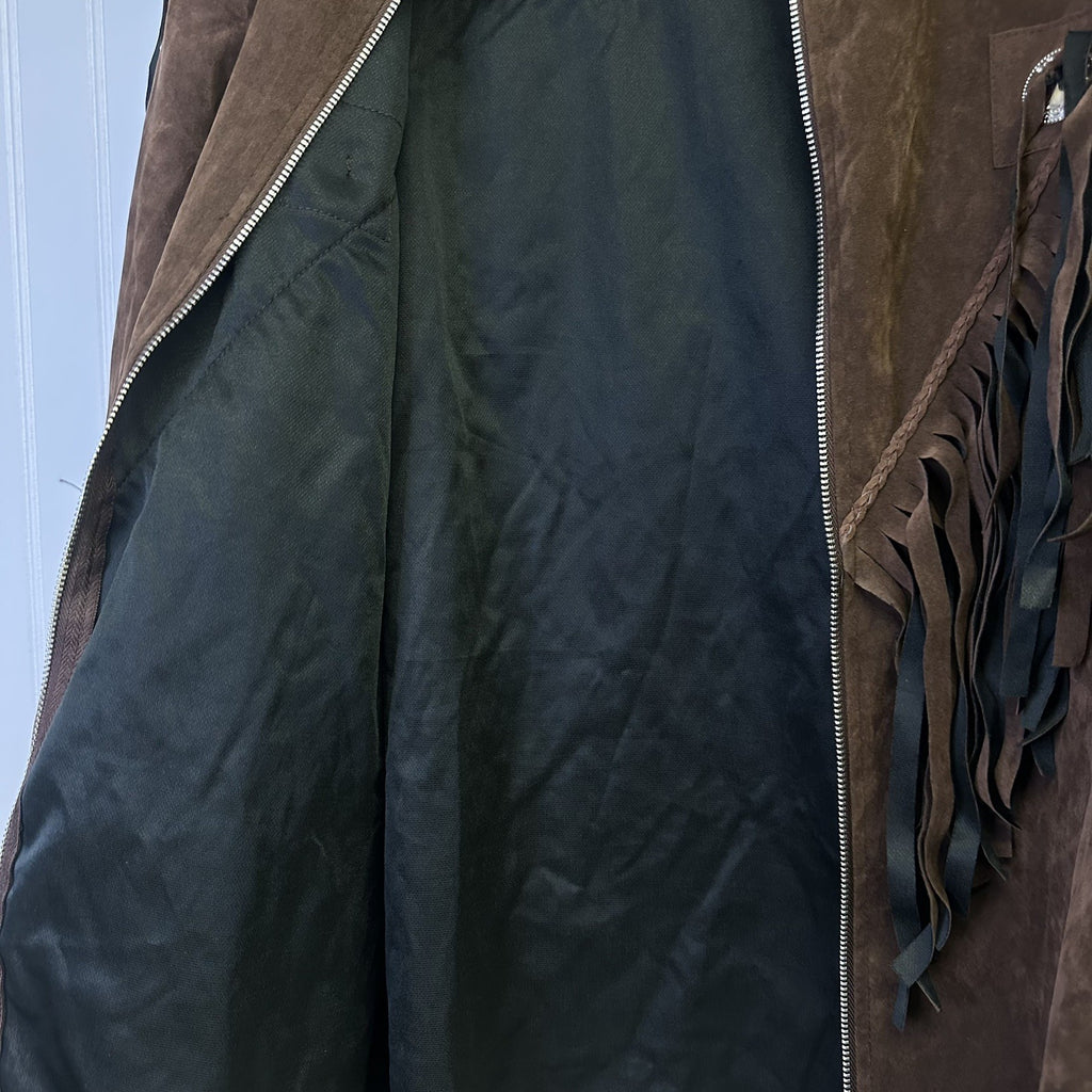 Modern Hero Fringe Western Jacket Brown Faux SuedeSize Adult Std M Cowboy Rodeo 