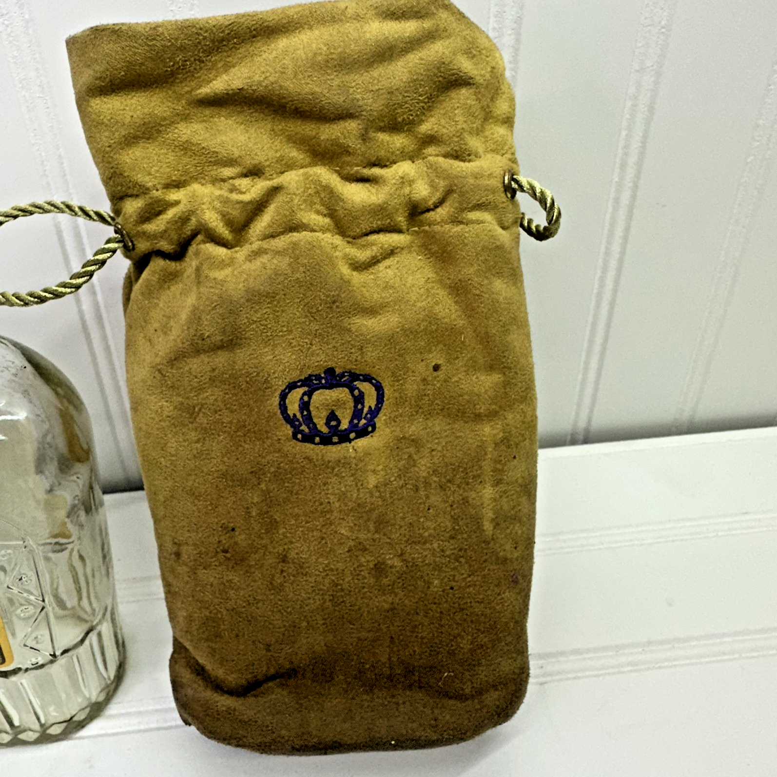 Lot  Crown Royal FlaskEmpty Bottles Reserve Glass Bottle Tin & Bag Set