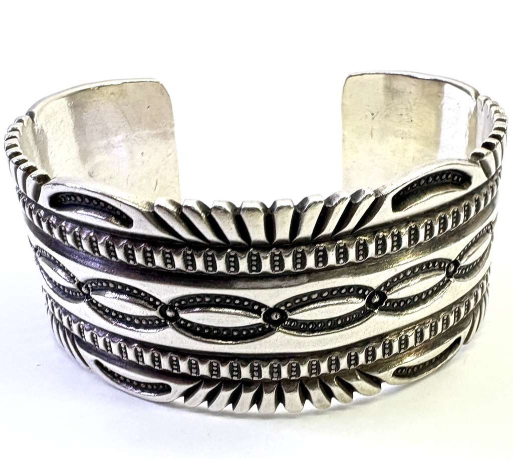 Vintage D. Cadman Sterling Silver Cuff Bracelet 67.76g Wide Navajo Style