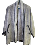 Vintage Imago Coat Small Beige Angora  Wool Blend Fuzzy Open Front Pockets