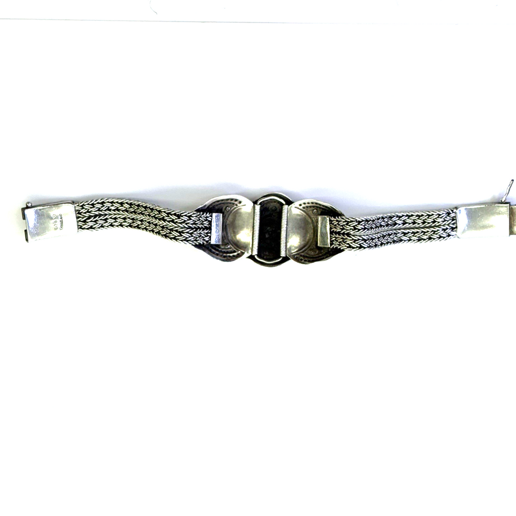 925 Sterling Silver Thailand Floral Multi Strand Bracelet 7.5” 41.59g